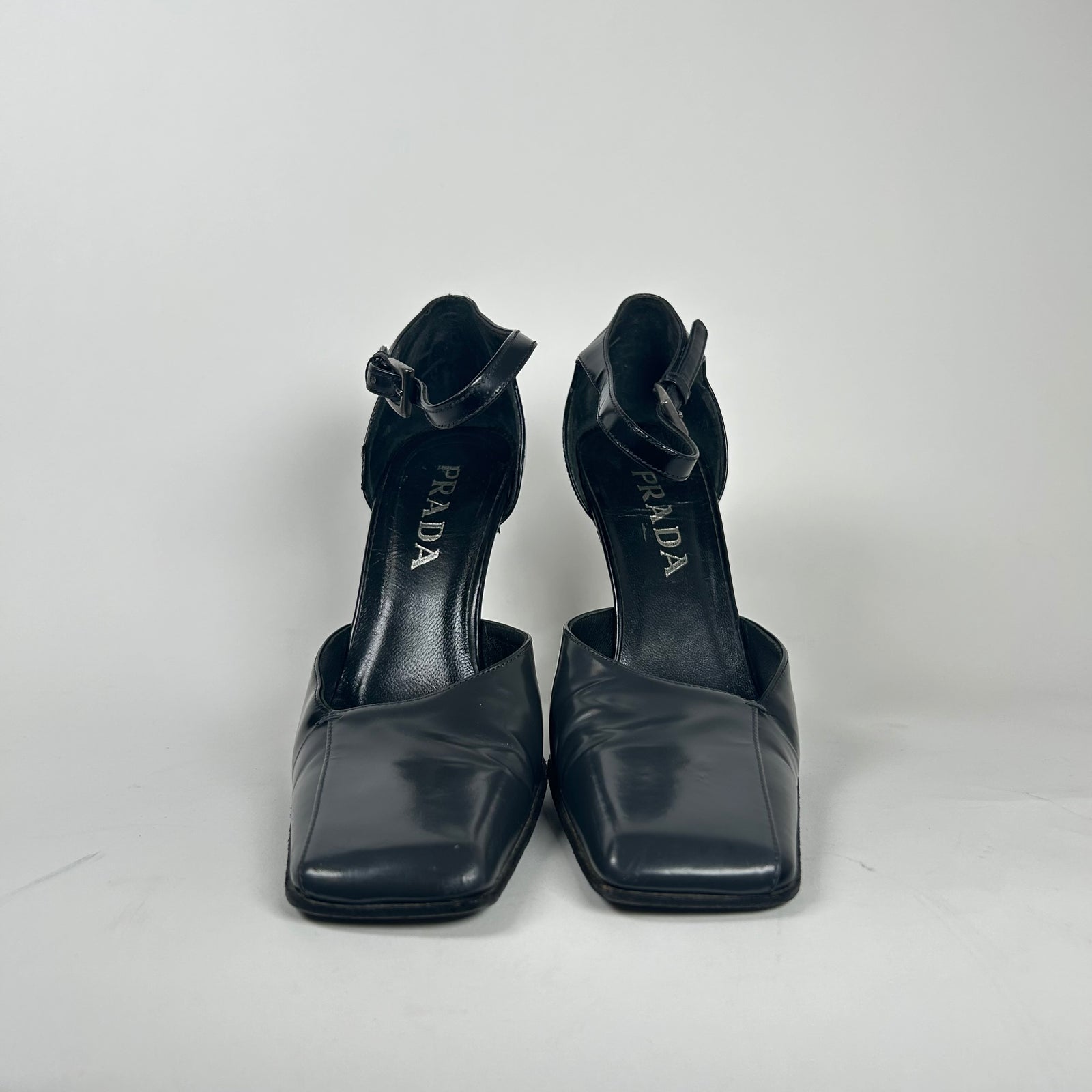 Prada Black Square Toe Heels Size 36.5