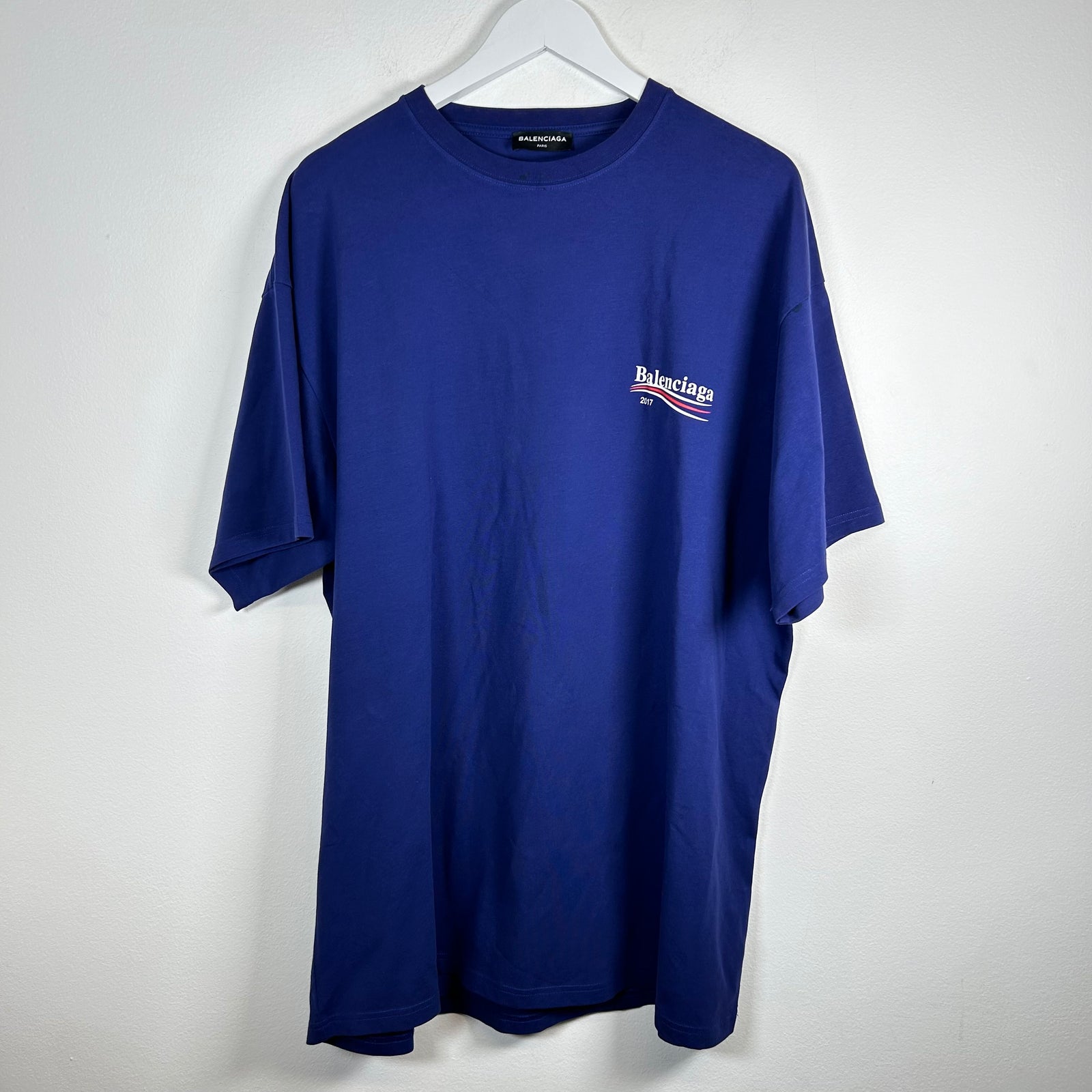 Balenciaga Purple Campaign Logo T-Shirt Size L
