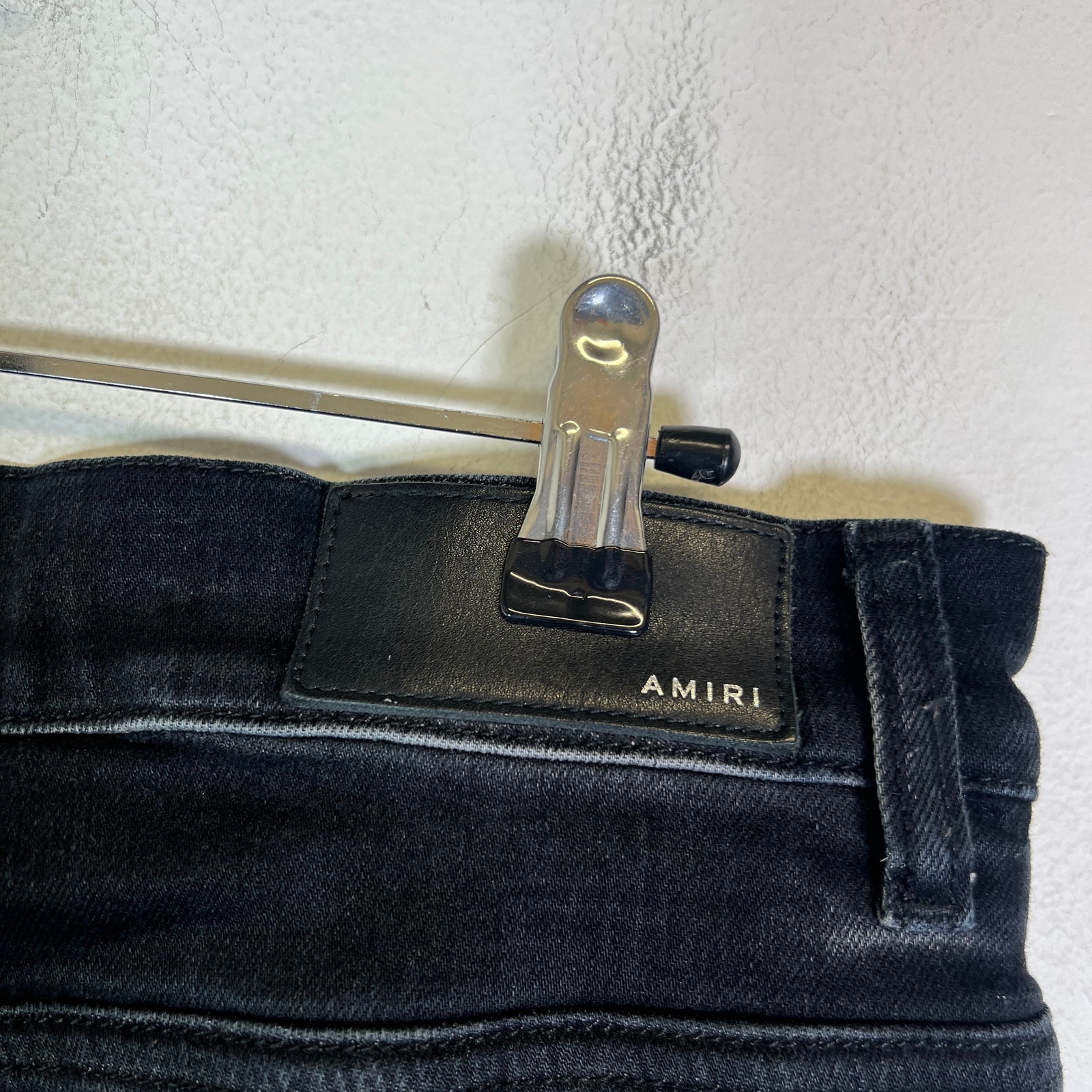 Amiri Black Paint Drip Logo Denim Jeans