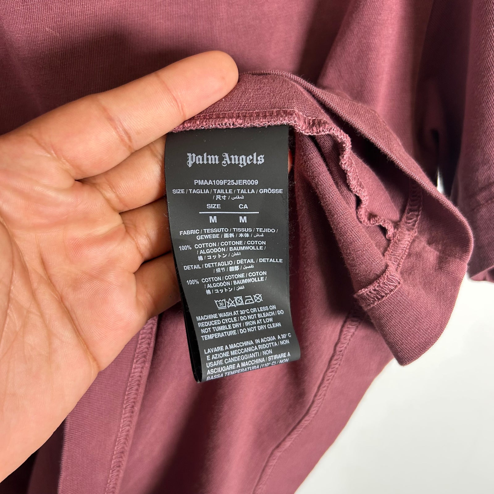 Palm Angels Burgundy Flame Neck Logo T-Shirt
