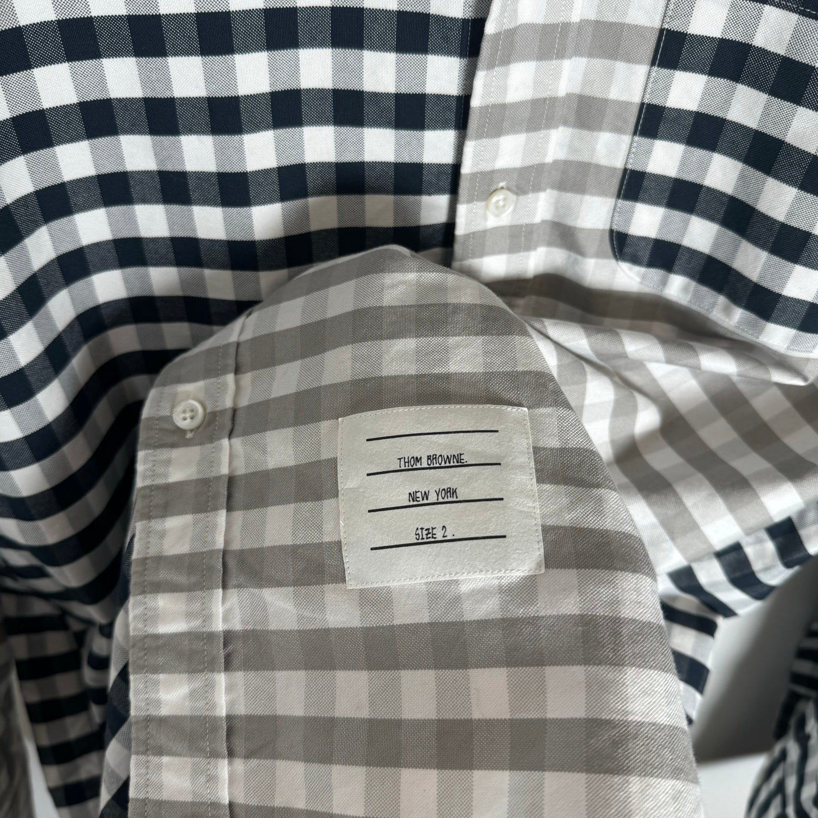 Thom Browne Grey/Navy Flannel Shirt Size 2