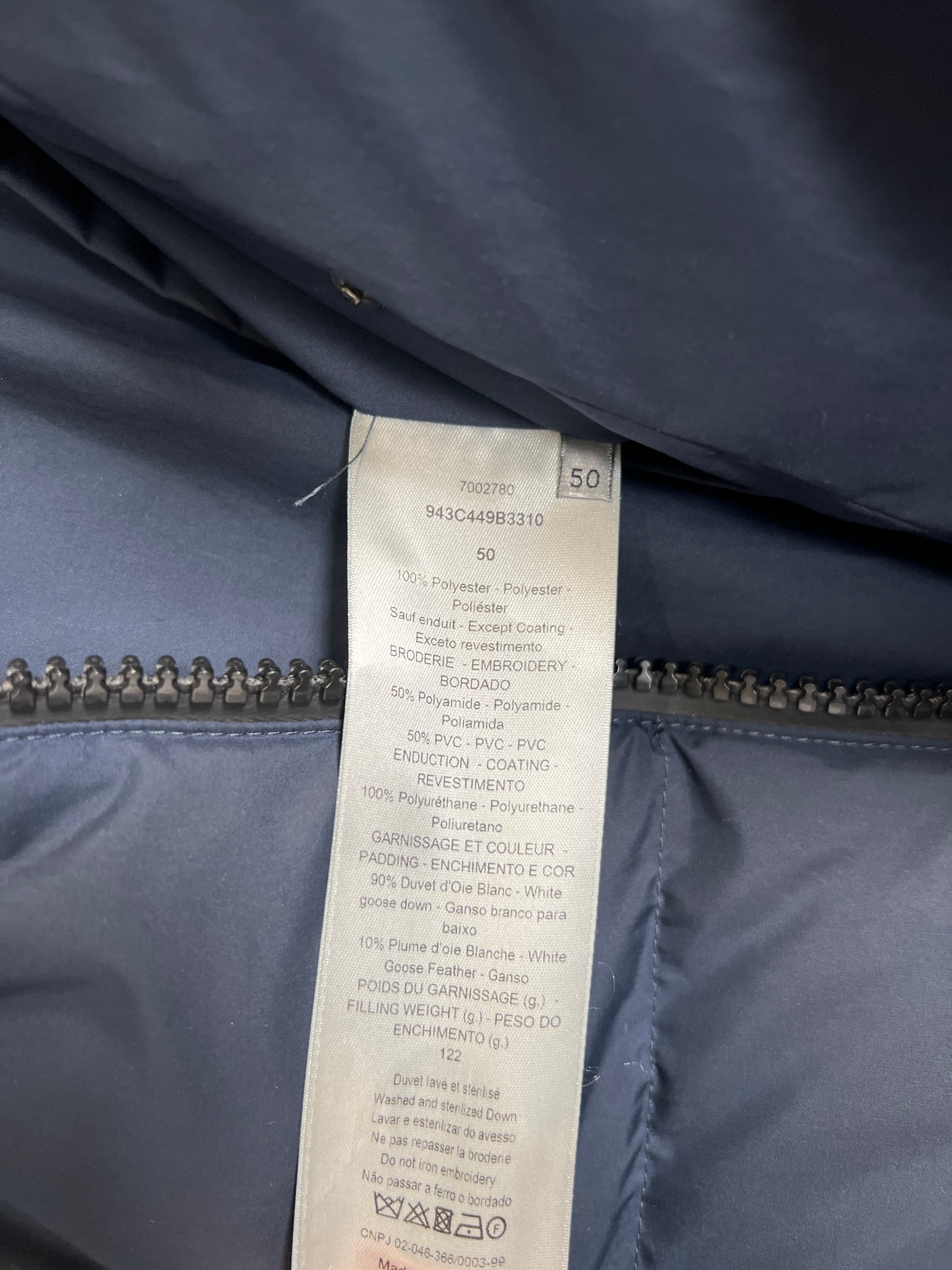 Dior Woven Down Jacket Navy Size 50it