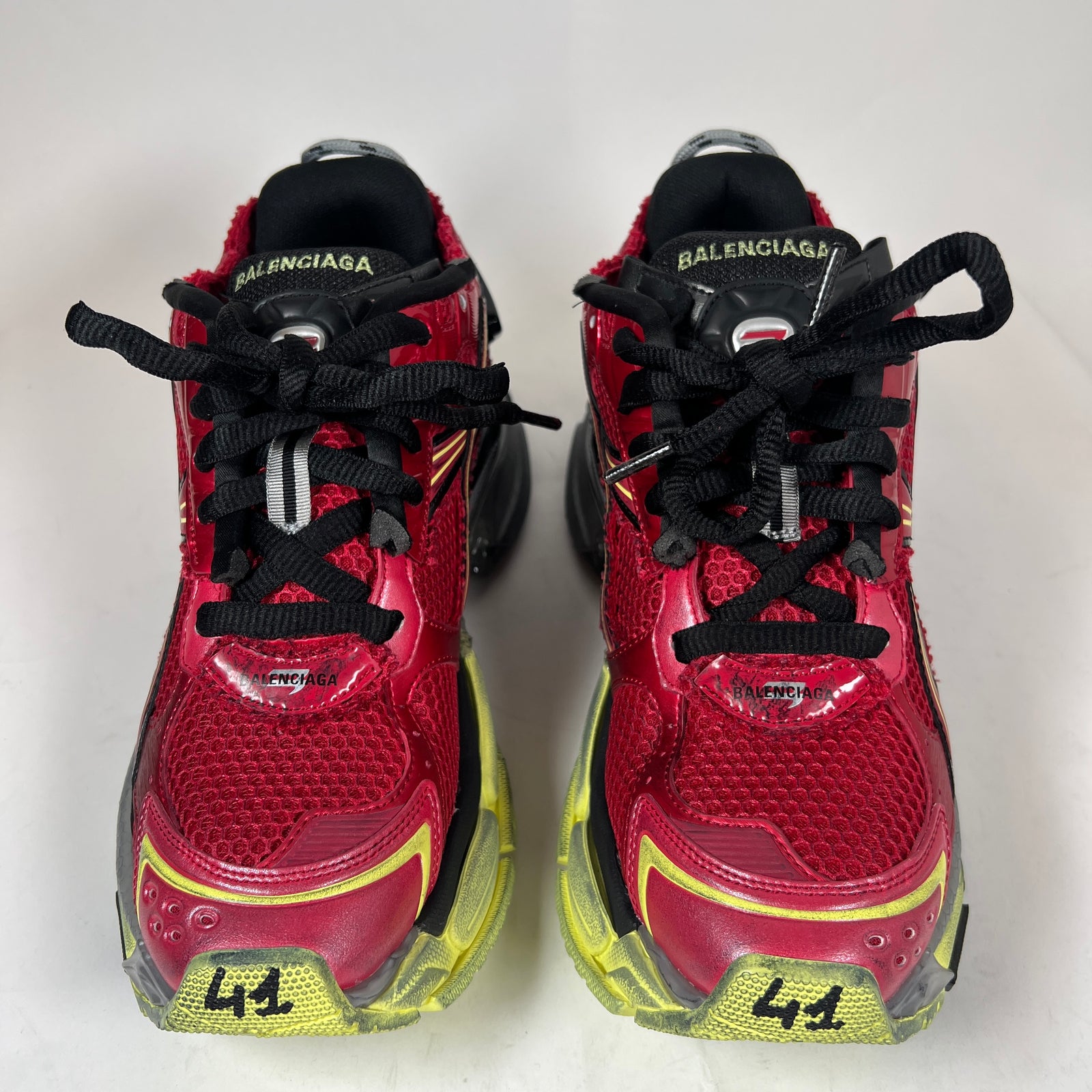 Balenciaga Red/Fluorescent Yellow Runners Size 41
