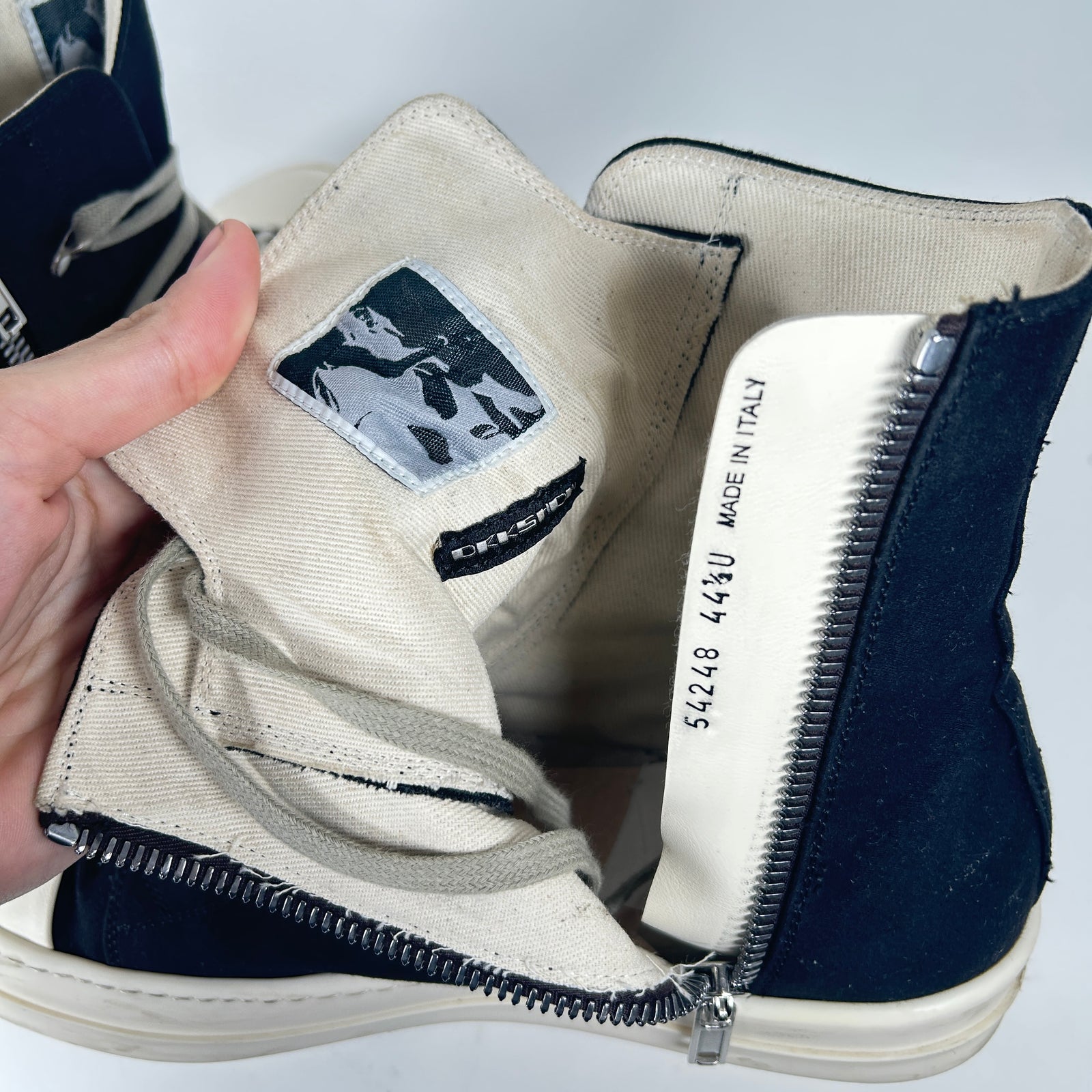 Rick Owens Black Hex High-Top Ramones Size 11.5