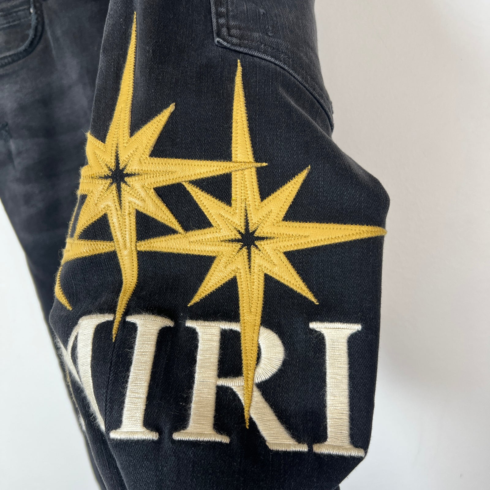 Amiri Black Starburst Applique Skinny Jeans Size 36