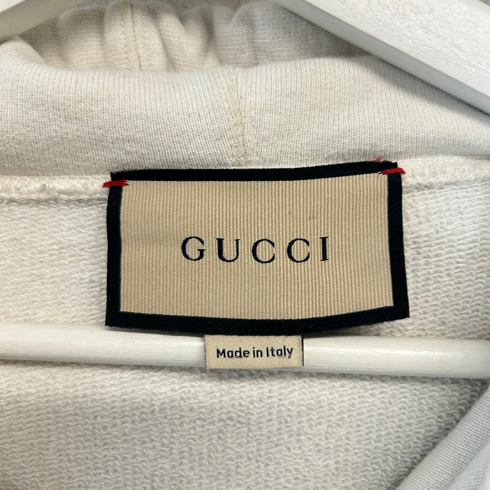 Gucci Cream Interlocking G Logo Striped Hoodie Size L