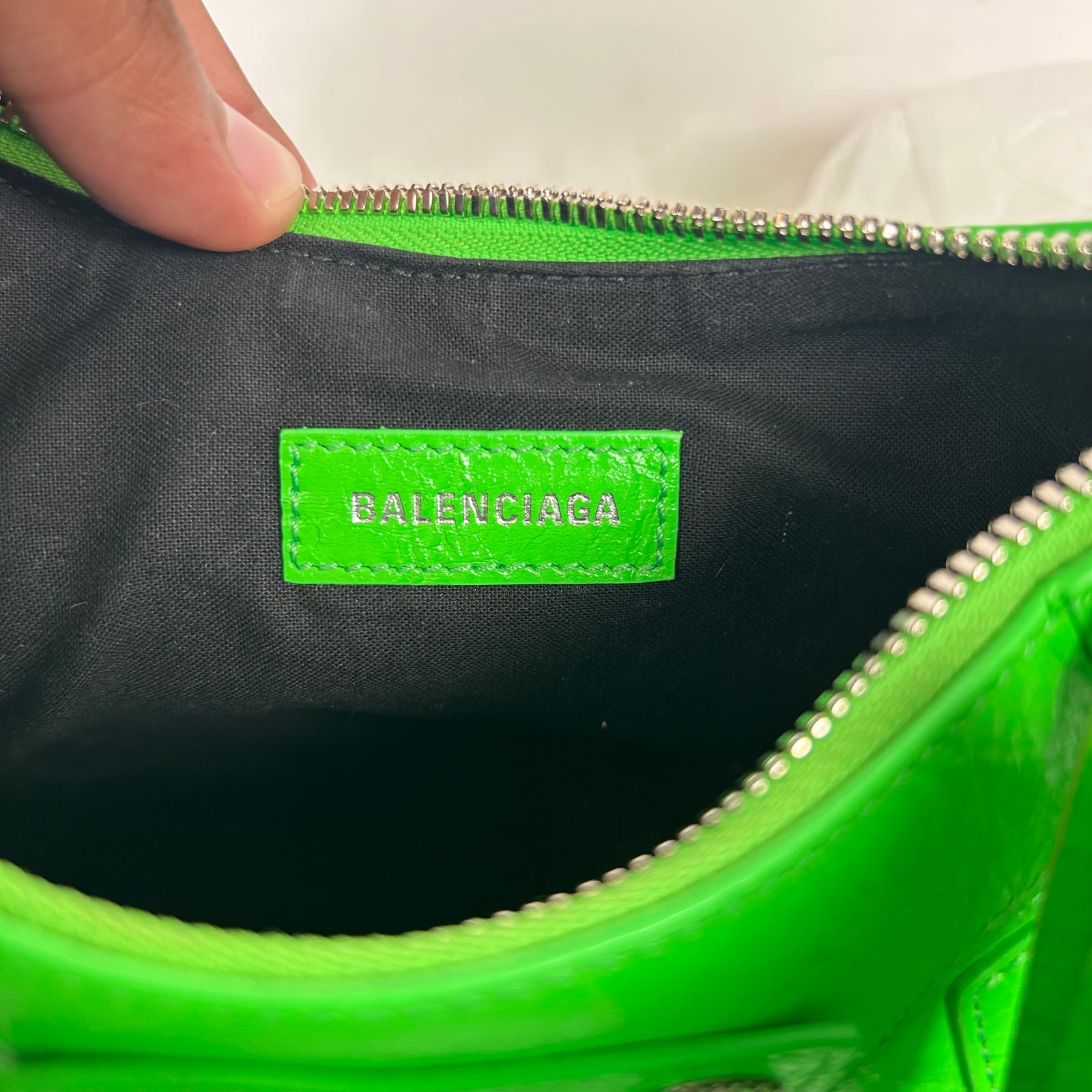 Balenciaga Lime Green Crystal Le Cagole Shoulder Bag
