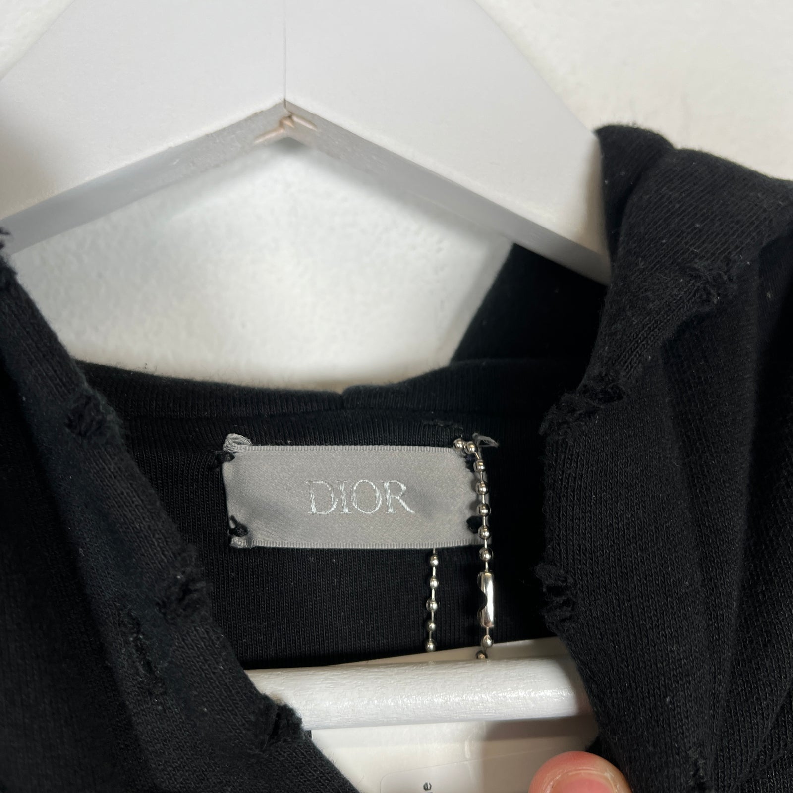Christian Dior Couture Black Distressed Hoodie Size L