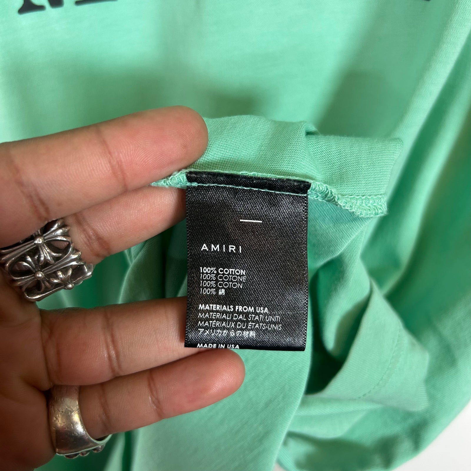 Amiri Mint/Black Logo T-Shirt Size XXL
