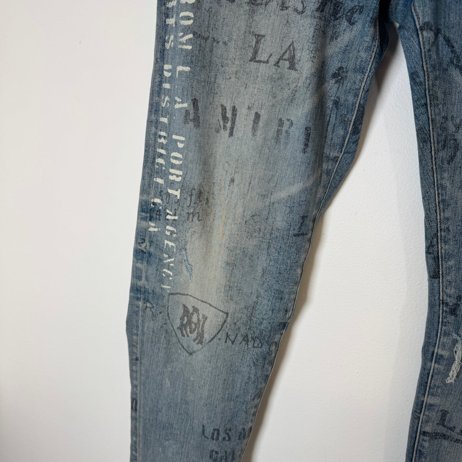 Amiri Lightwash Military Stencil Jeans Size 36