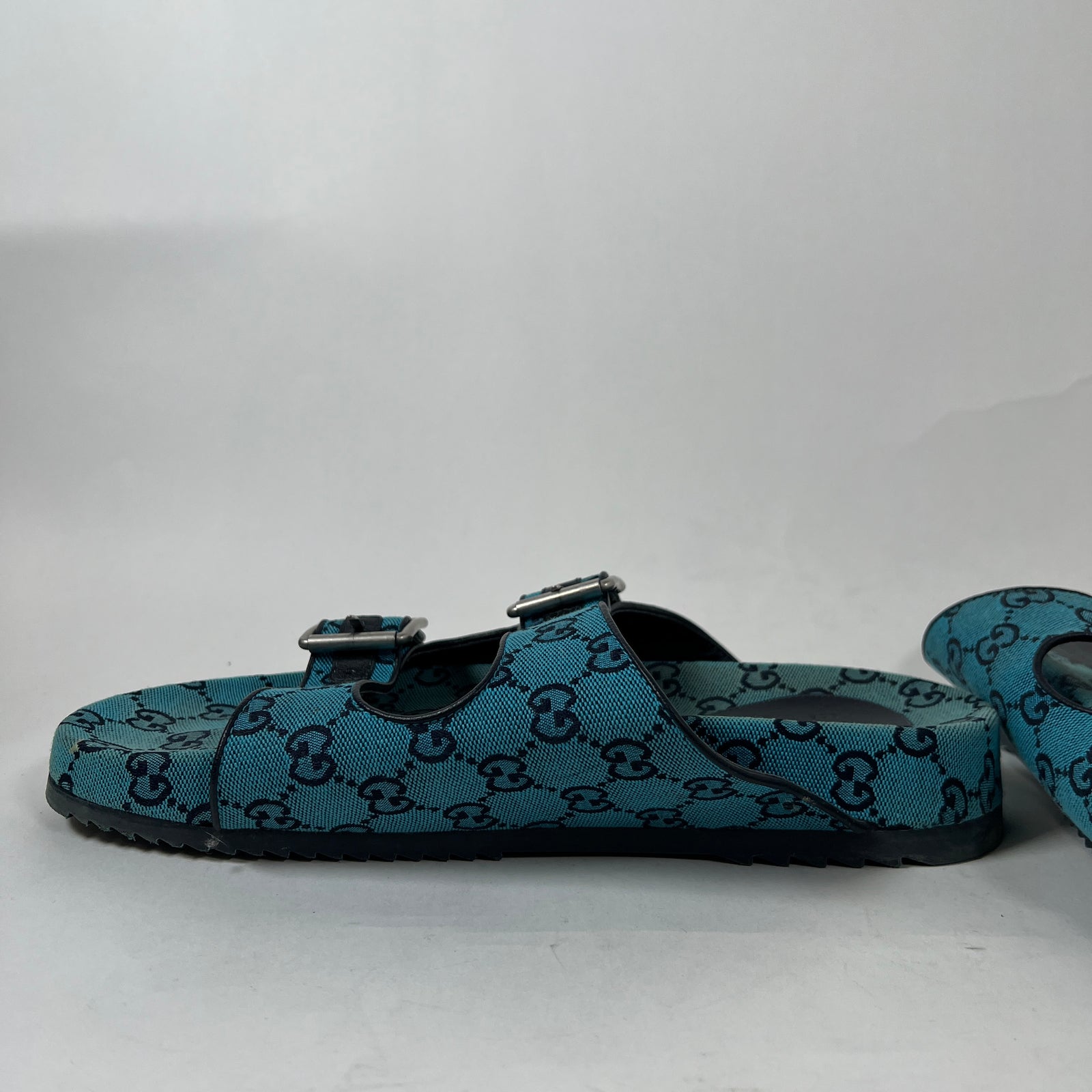 Gucci Blue Canvas Slides Size 11