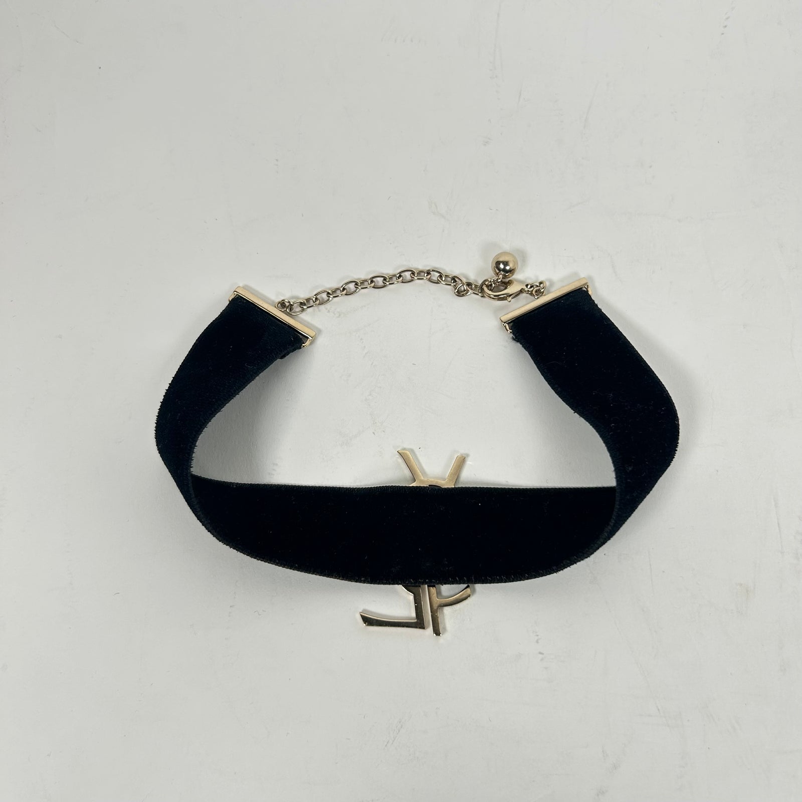 Saint Laurent Monogram Velvet Choker Necklace