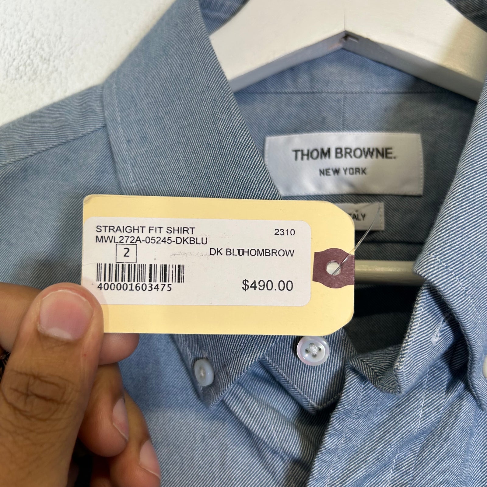 Thom Browne Blue 4 Bar Button-Up Flannel Shirt Size 2