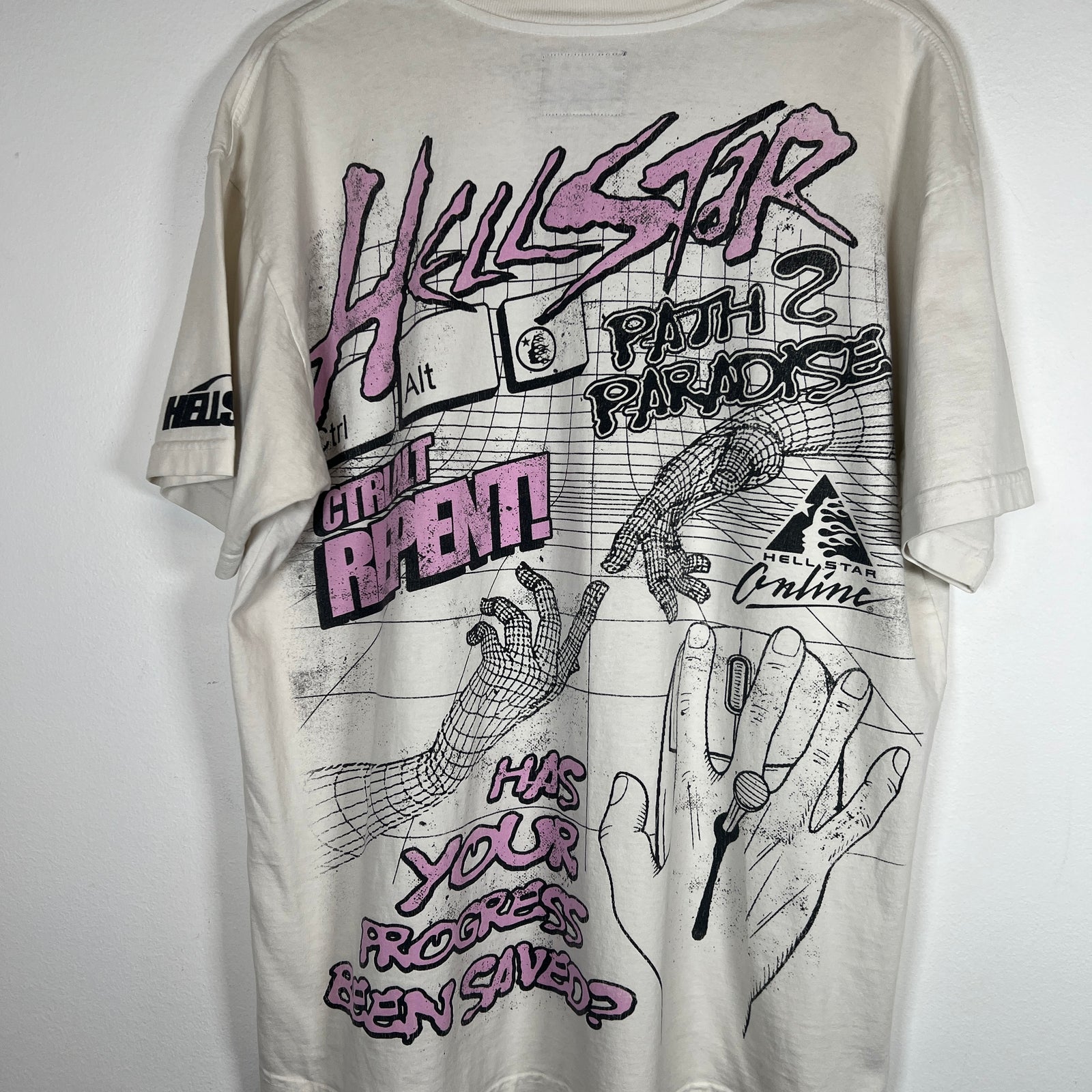 Hellstar White CTRLALT Repent T-Shirt Size L