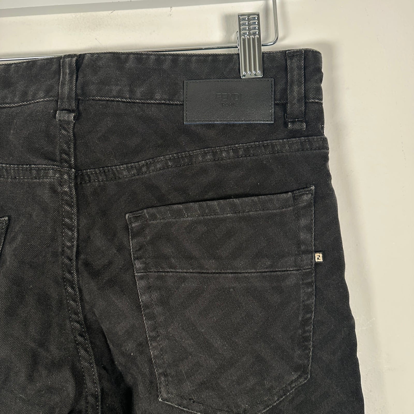 Fendi Jacquard Logo Black Jeans Size 30