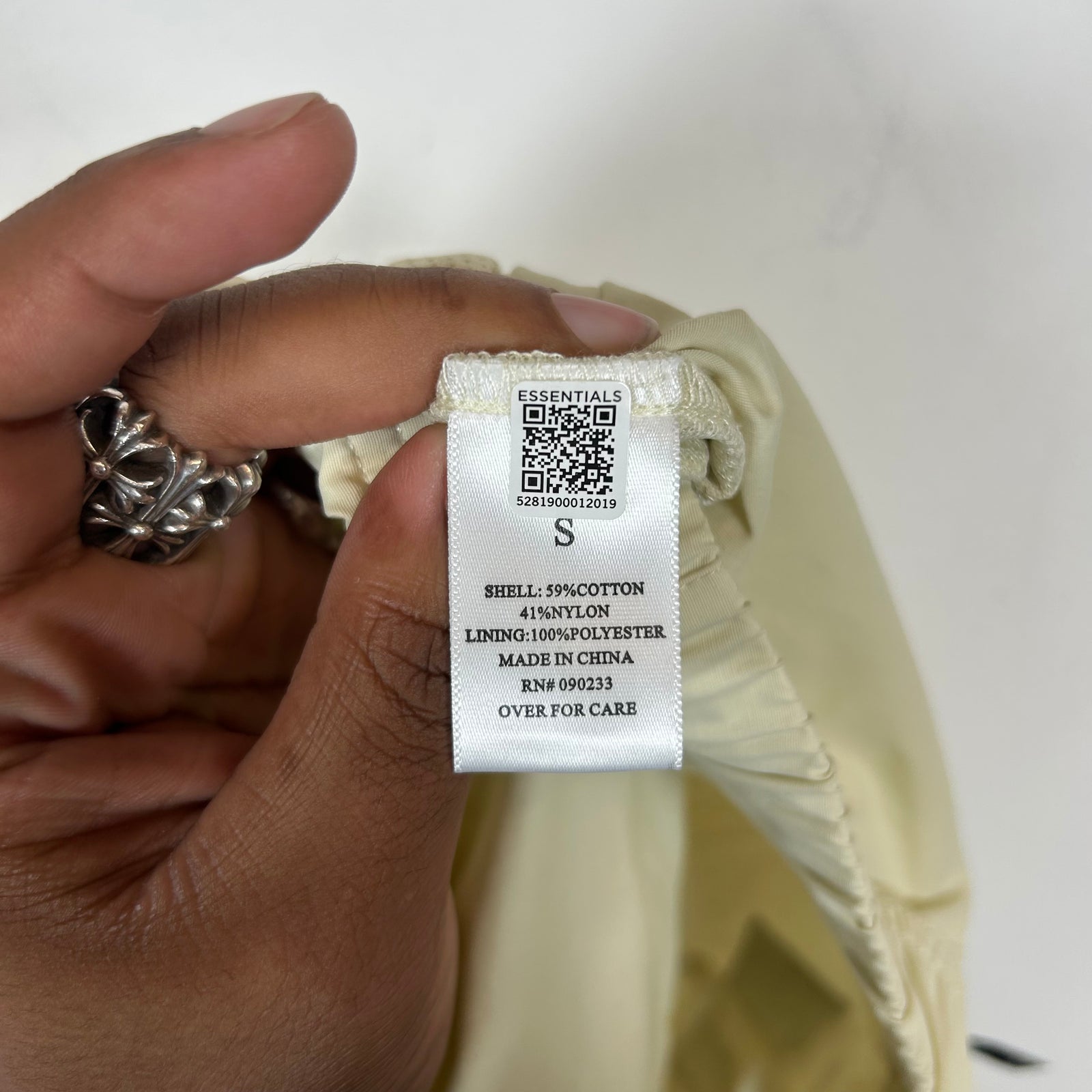 Essentials Cream Logo Nylon Pants Size S