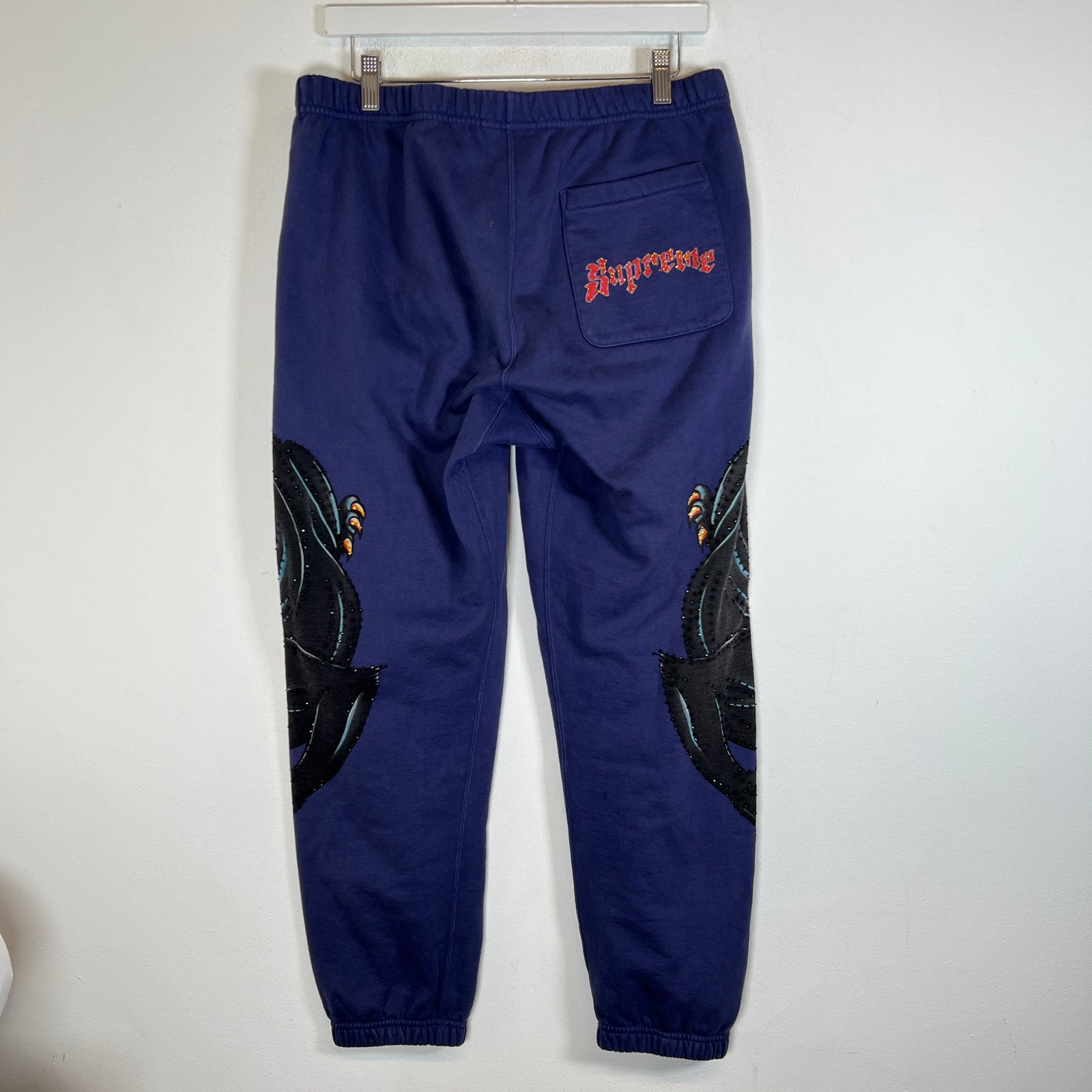 Supreme SS21 Washed Navy Panther Sweatpants Size S