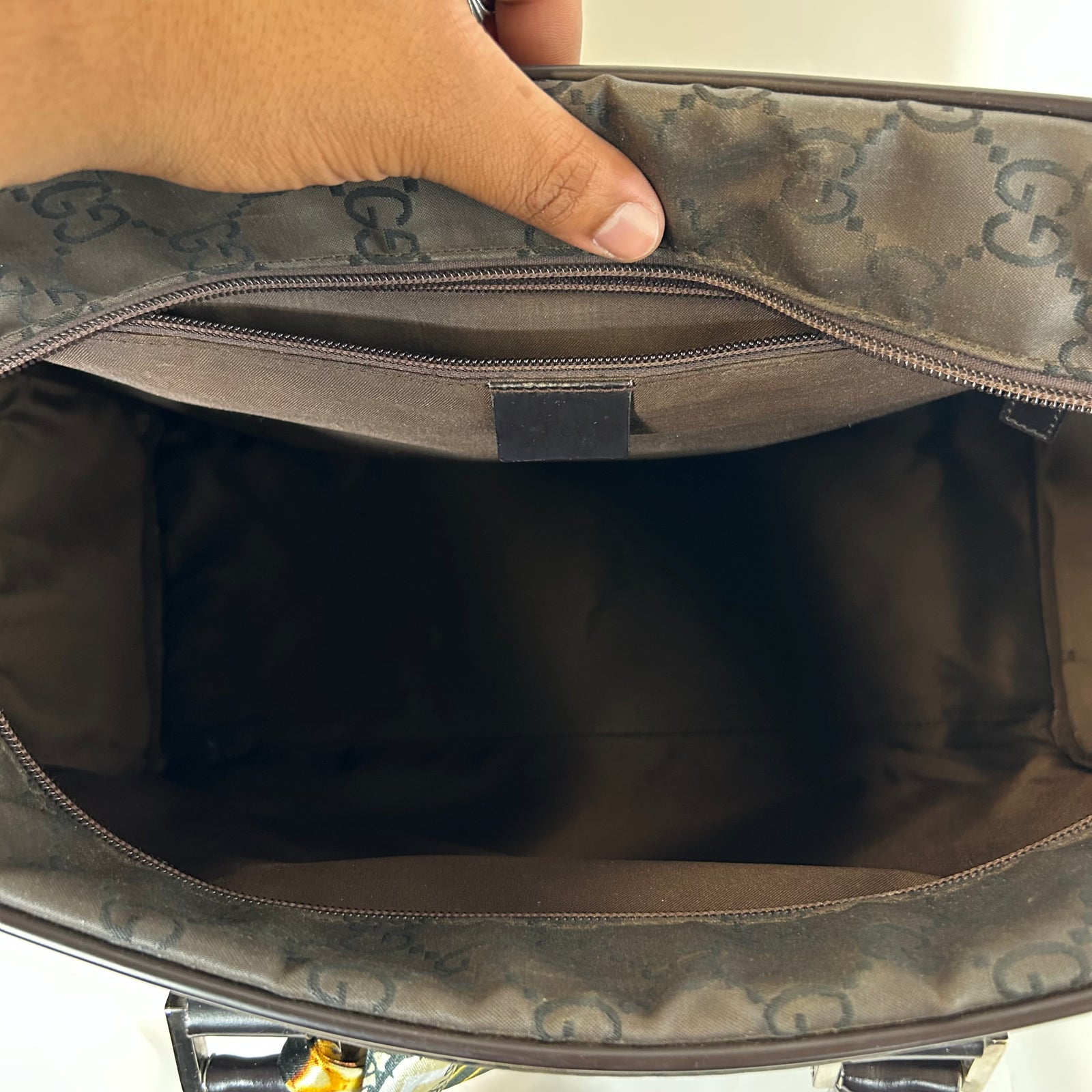 Gucci Brown GG Nylon Boston Bag
