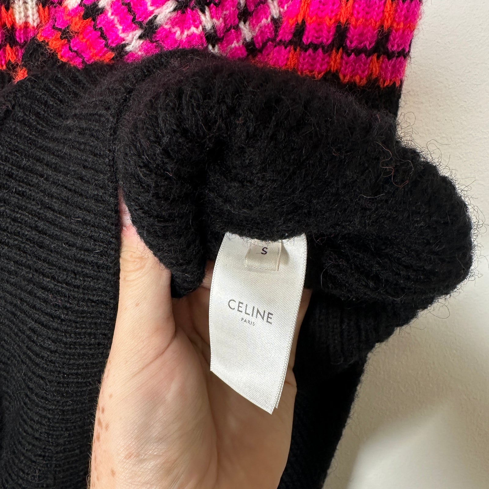 Celine Knit Pink/Black Logo Hoodie