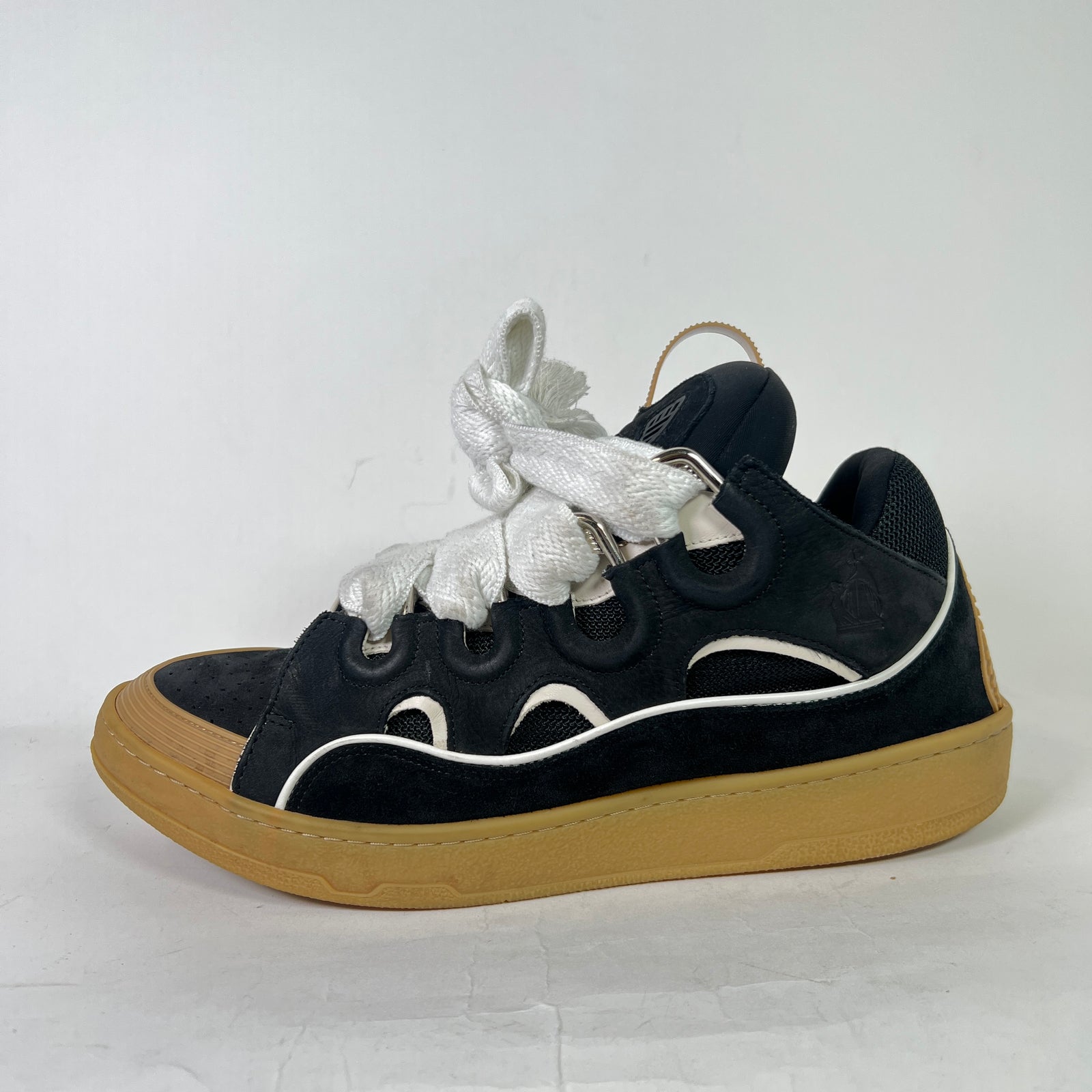 Lanvin Black/Tan Suede Curb Sneakers