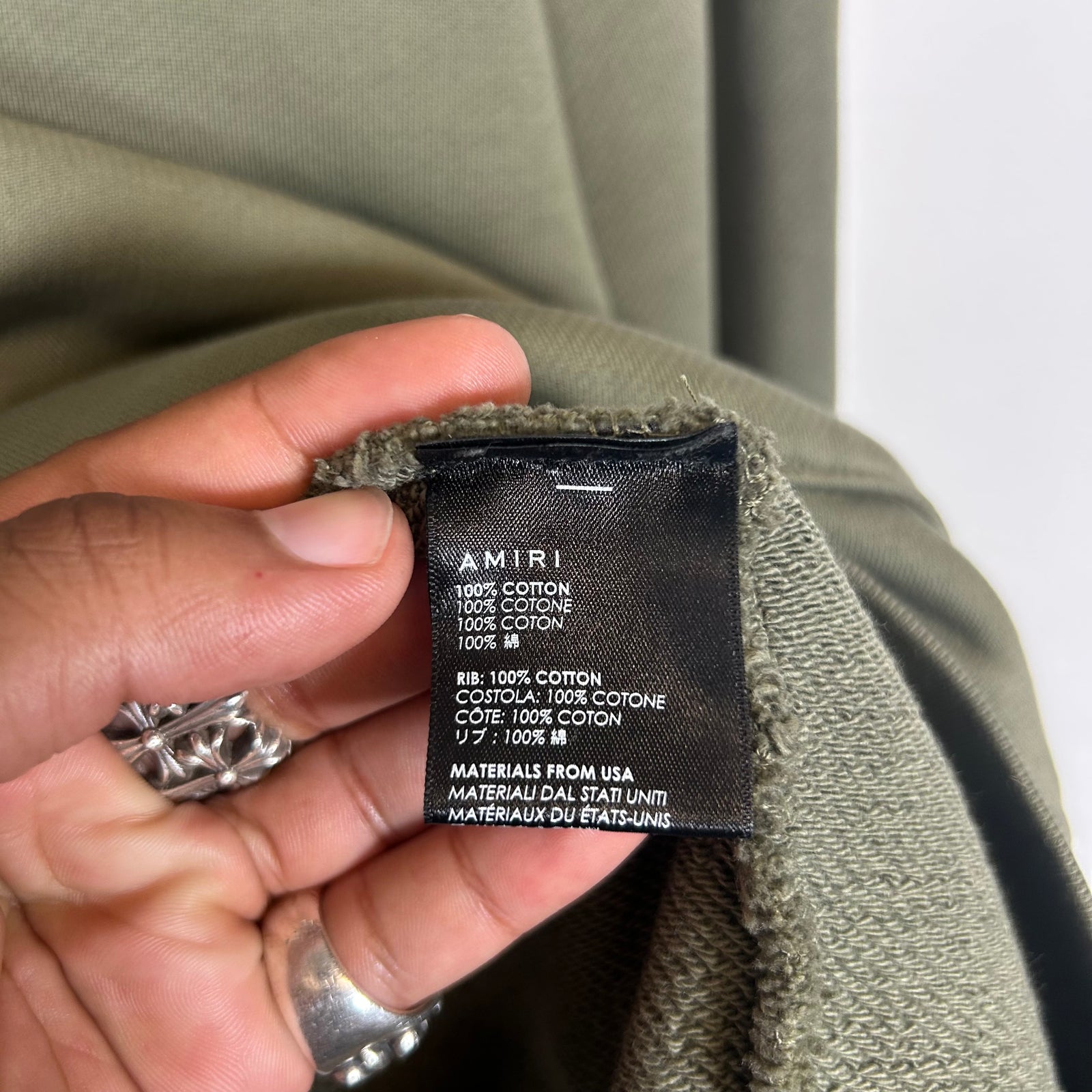 Amiri Olive Eagle Hollywood Hoodie Size XXL