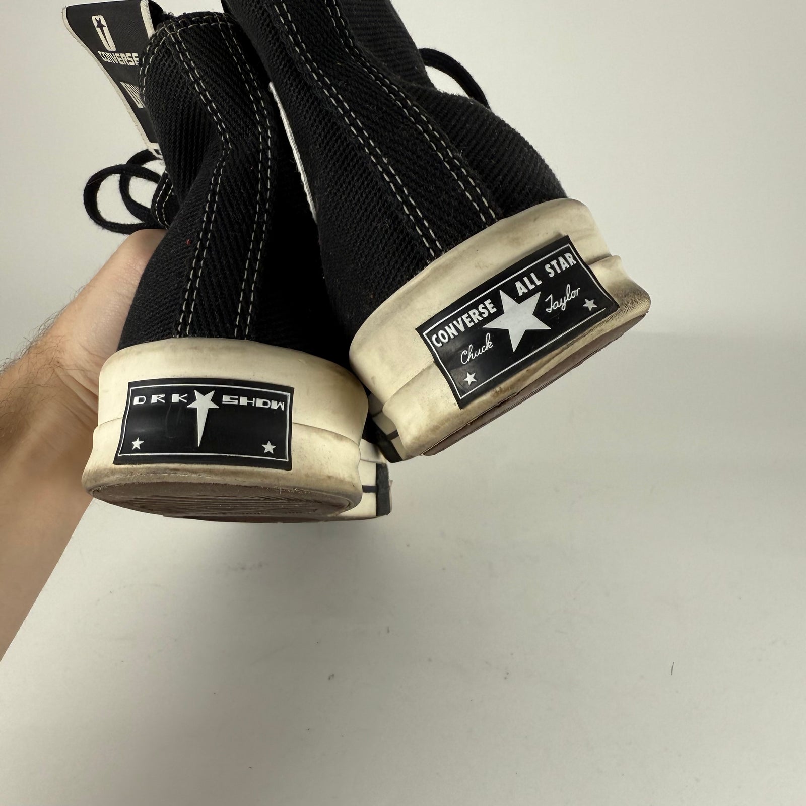 Rick Owens DrkShdw 'Drkstar' Black Hightop Converse Size 9