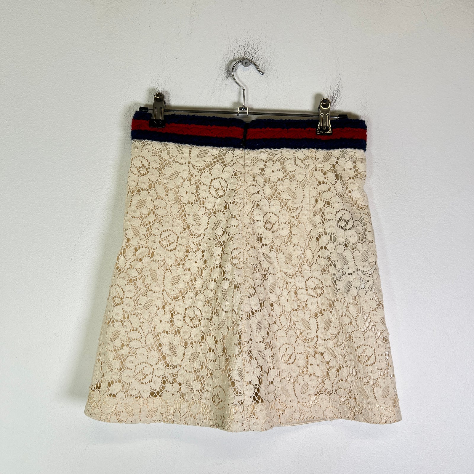 Gucci Ivory Web Lace Midi Skirt