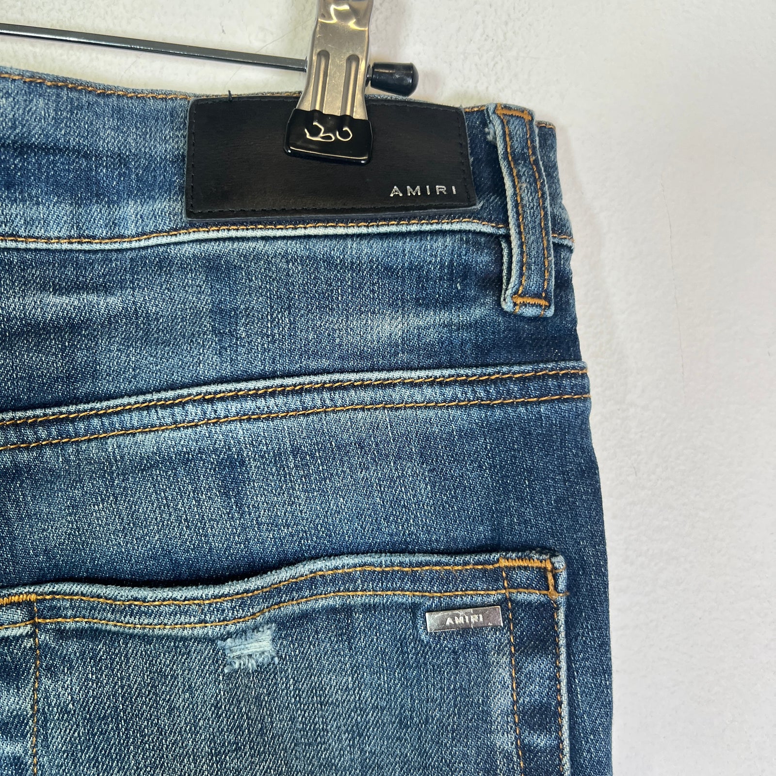 Amiri Dark Blue MX1 Black Patch Jeans