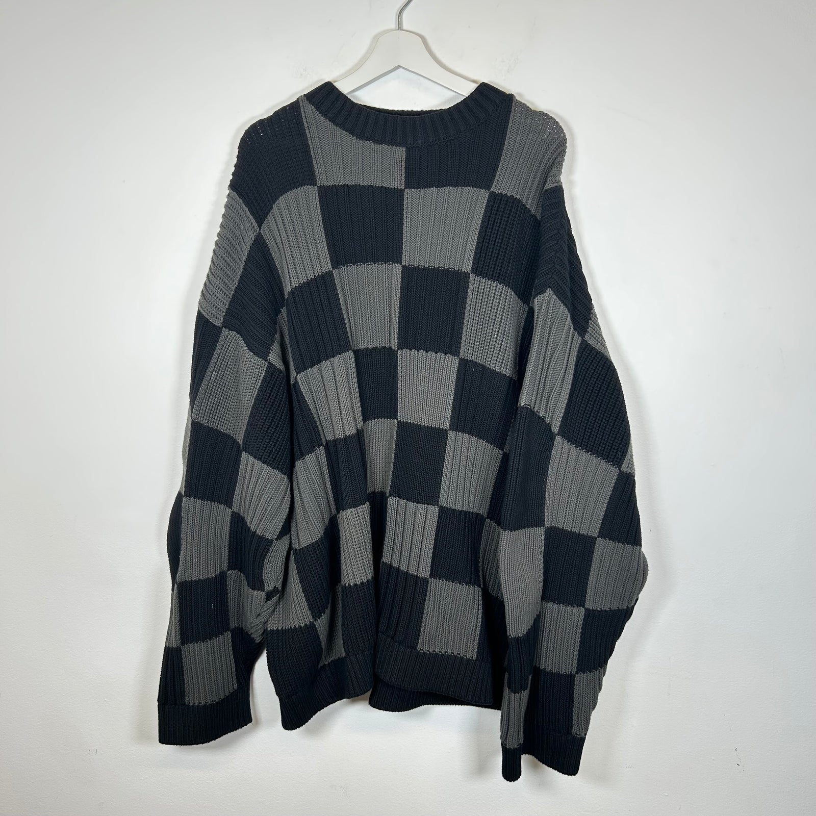 Balenciaga Black Checkered Cable Knit Size XL