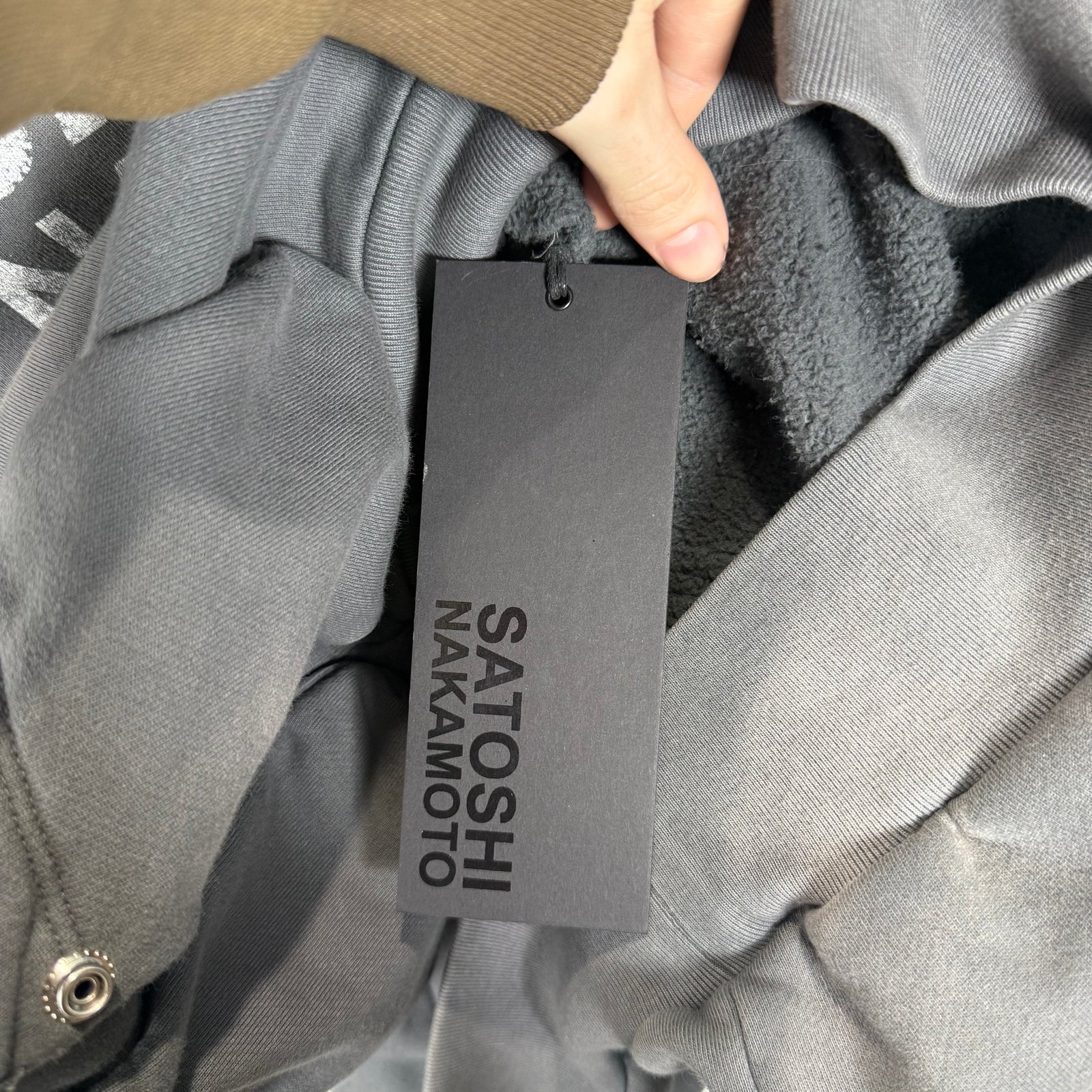 Satoshi Nakamoto Multi Cargo Pocket Faded Distressed Graphic Hoodie Size L