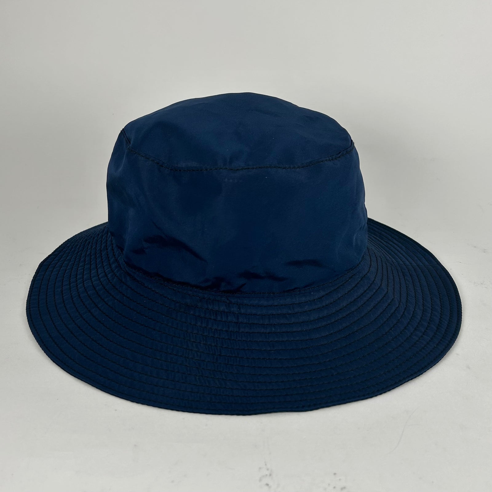 Prada Spell Out Plaque Blue Bucket Hat Size L
