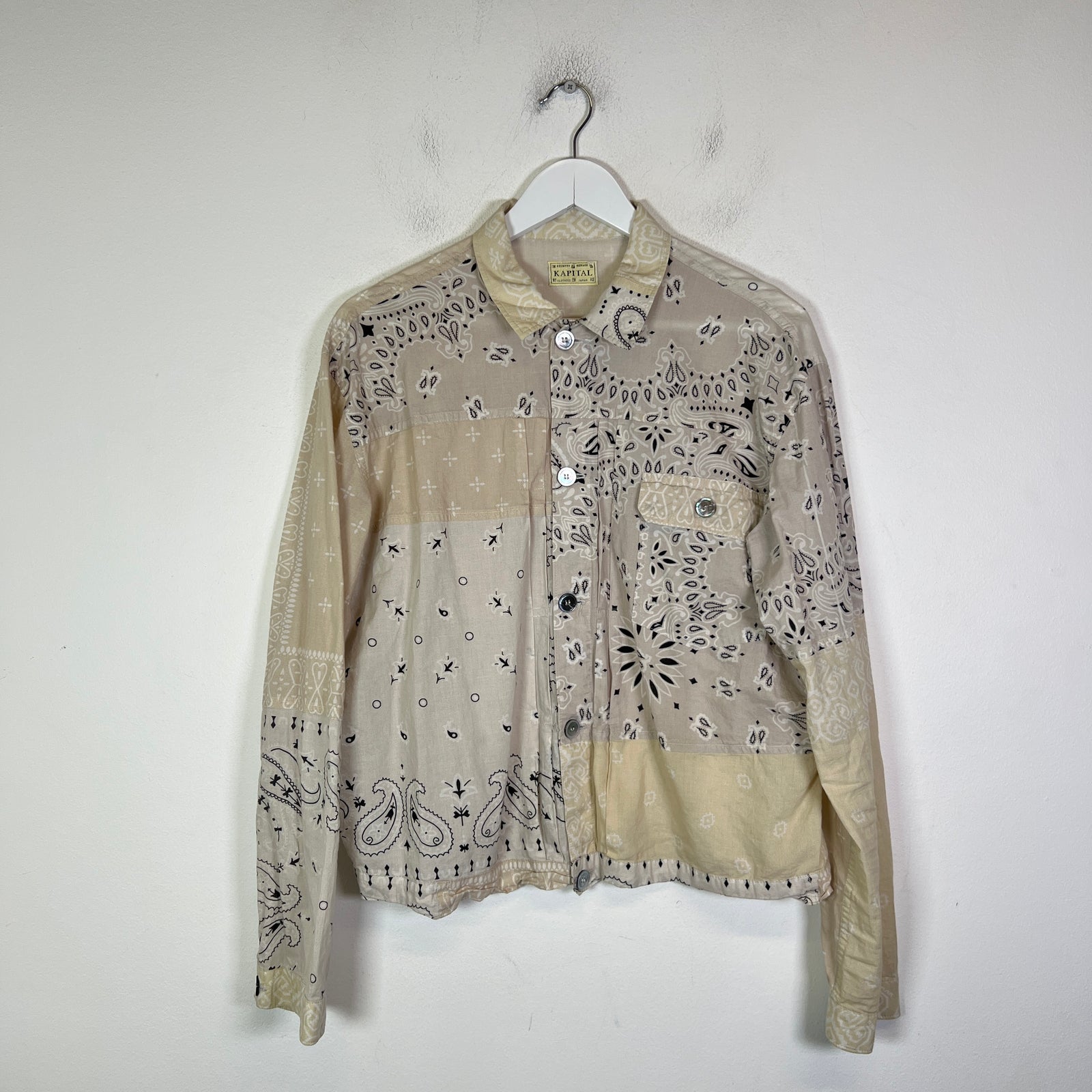 Kapital Cream Gauze Bandana Patchwork Button-Up Shirt Size 4