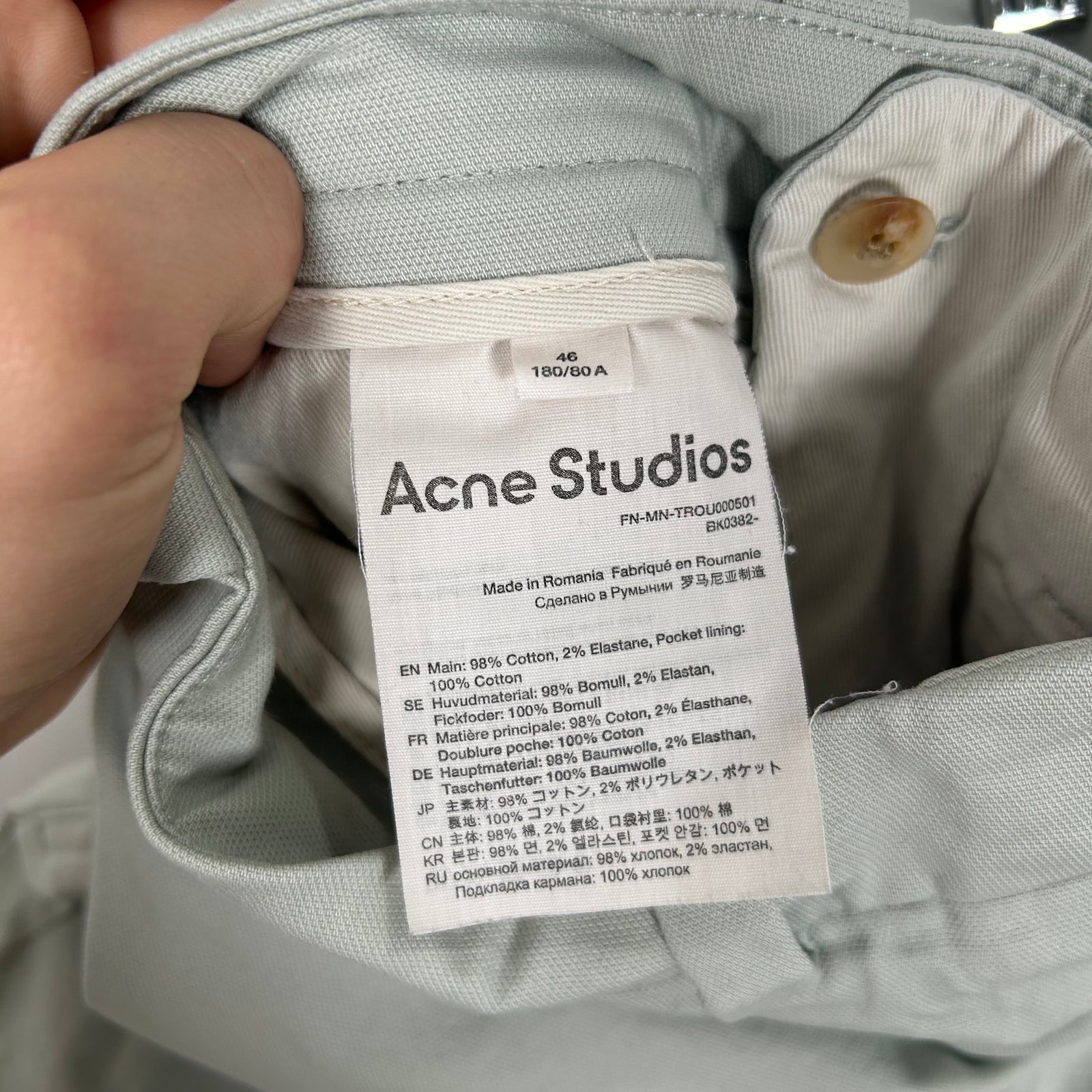 Acne Studios Teal Slack Pants Size 30
