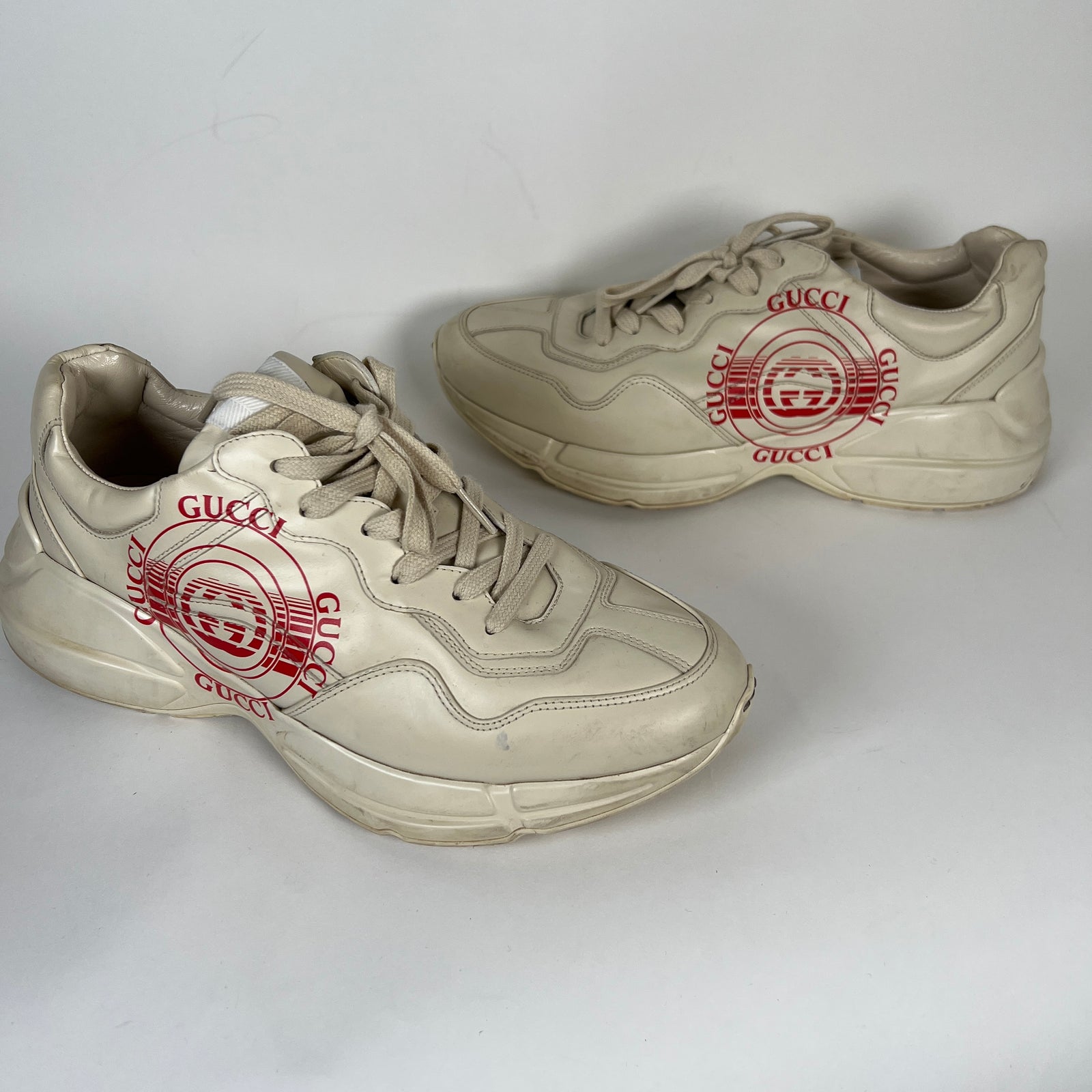 Gucci Cream Disc Print Rhyton Sneakers Size 9.5