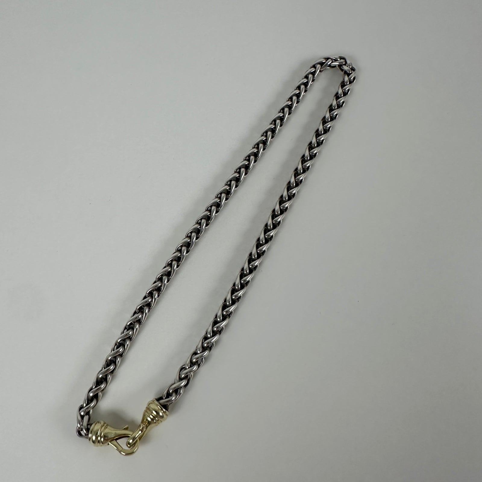 David Yurman Wheat Chain 14k Wallet Clasp Necklace