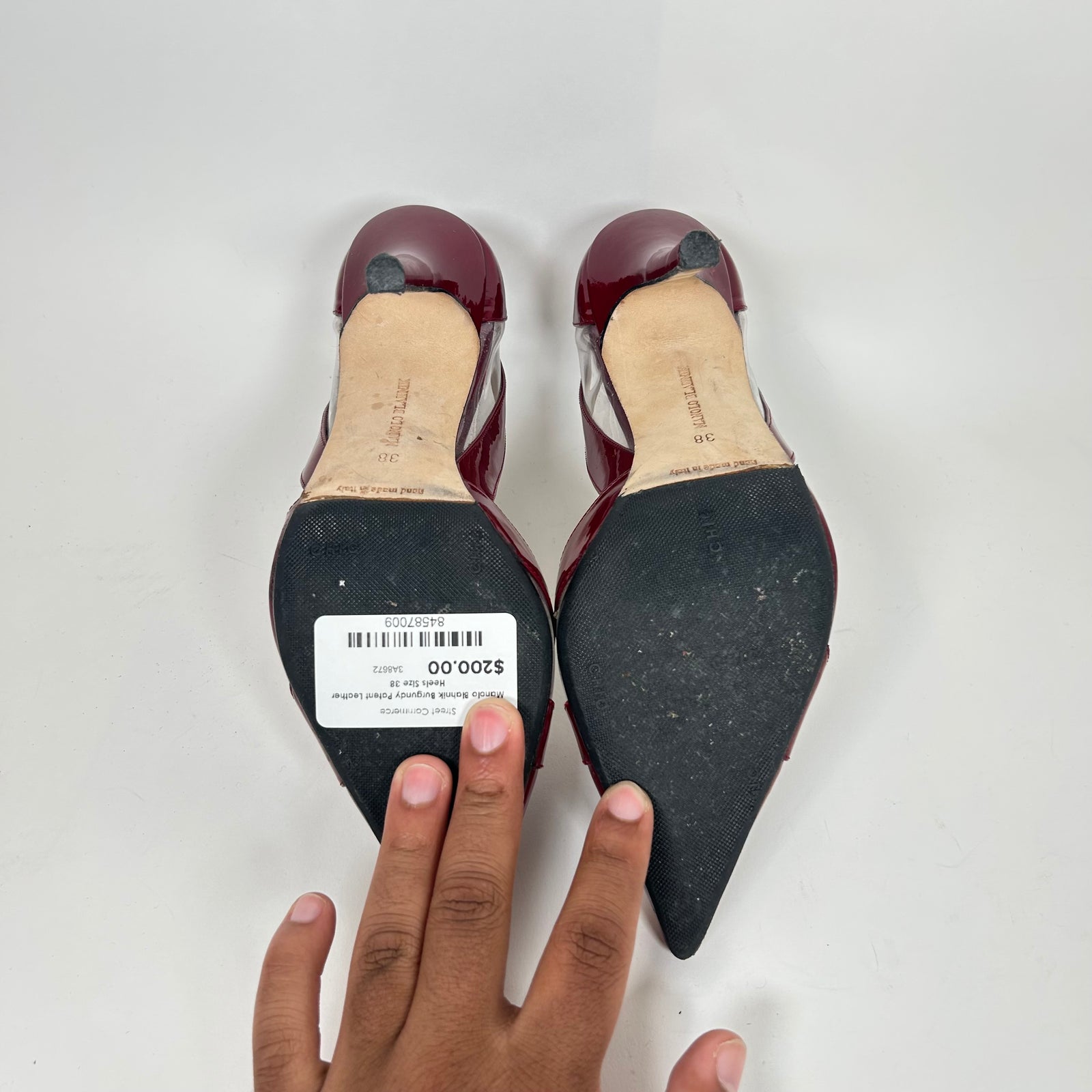 Manolo Blahnik Burgundy Patent Leather Heels Size 38
