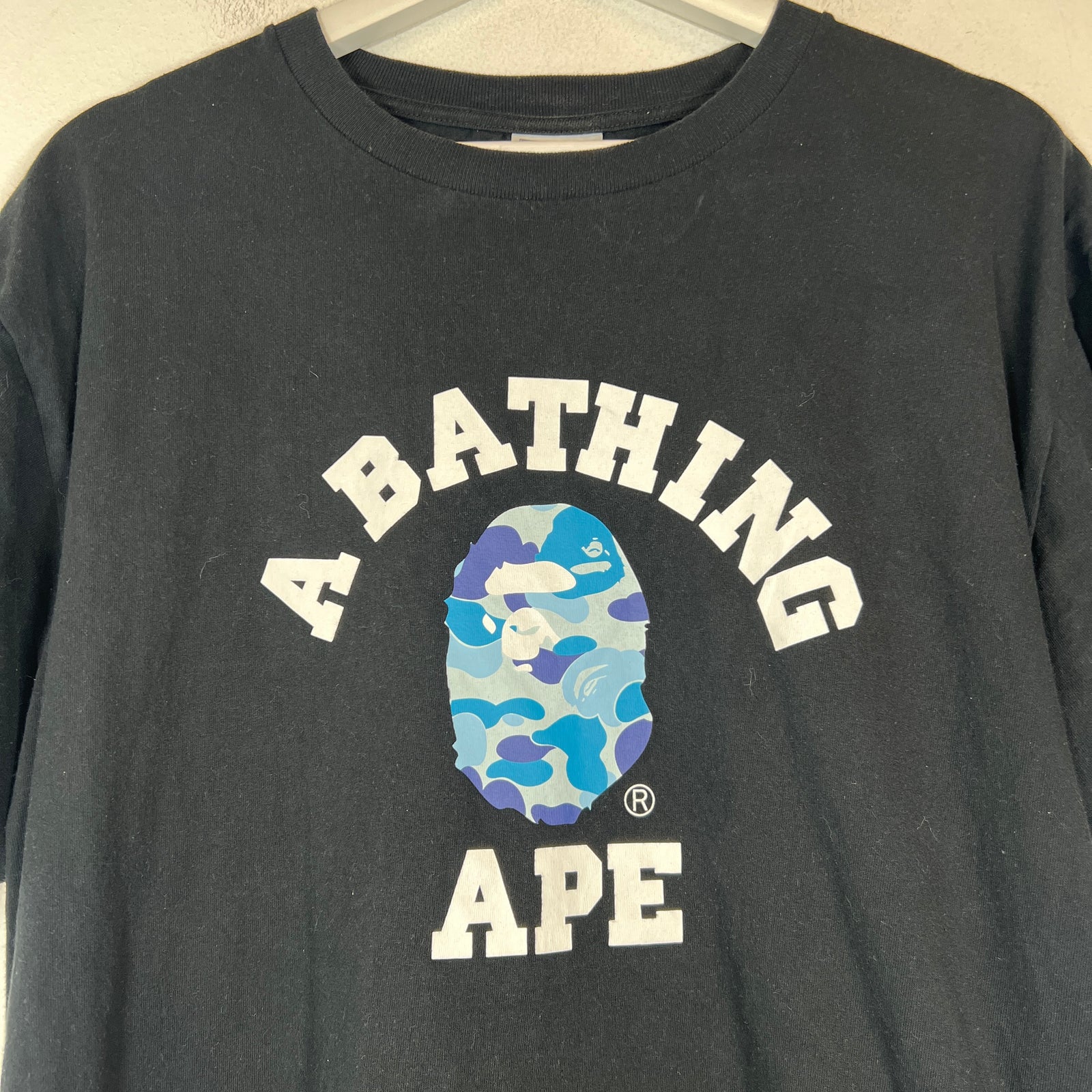 Bape Black/Blue Camo Ape Head T-Shirt Size XL