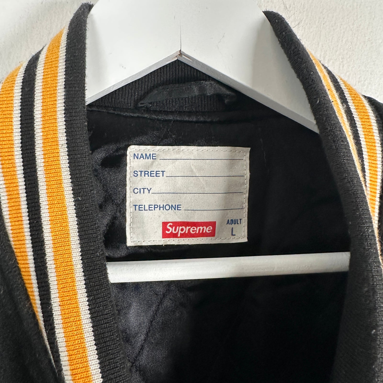 Supreme x Chito Striped Leather Varsity Jacket Size L