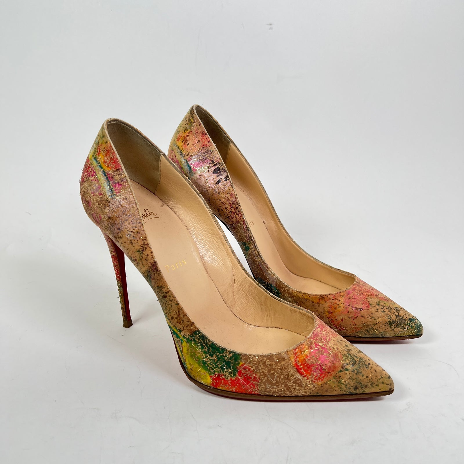 Christian Louboutin Blooming Cork Pigalle Follies 100 Heels