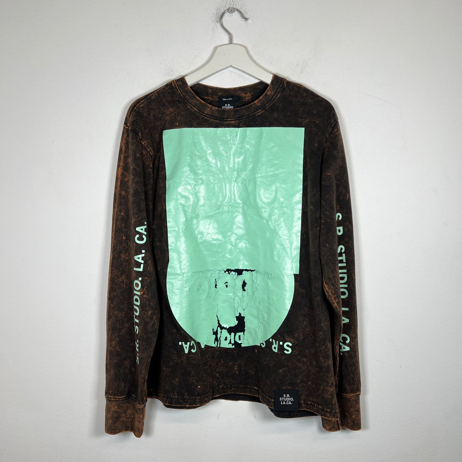 Sterling Ruby Brown Bleached Logo Long Sleeve Size L