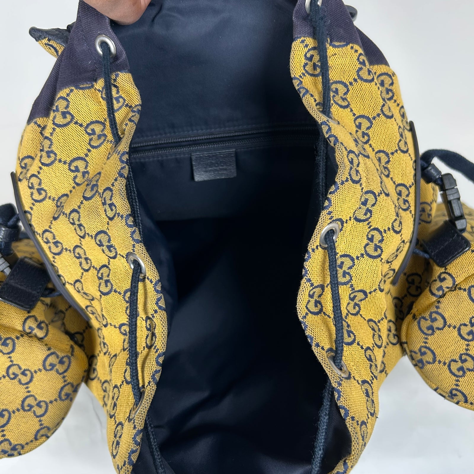 Gucci Yellow Fabric Maxi Monogram Utility GG Backpack