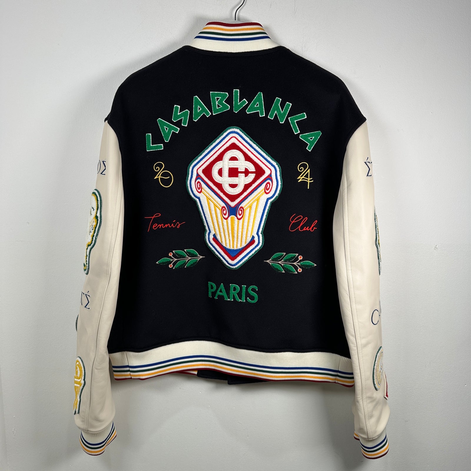 Casablanca 2024 Black 'Chenille' Embroidered Patch Varsity Jacket Size XL