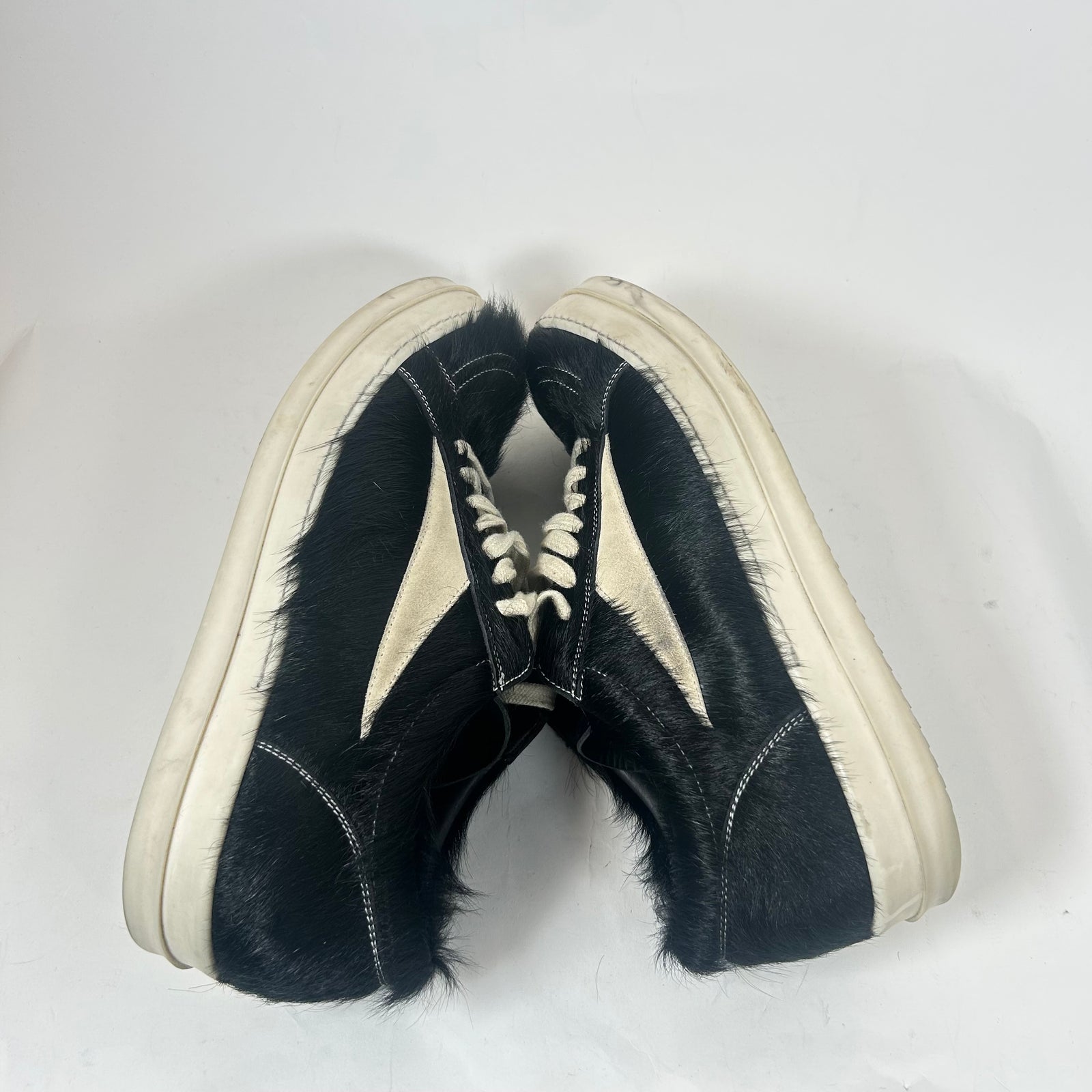 Rick Owens Black/Milk Pony Hair Vintage Sneaker Size 45