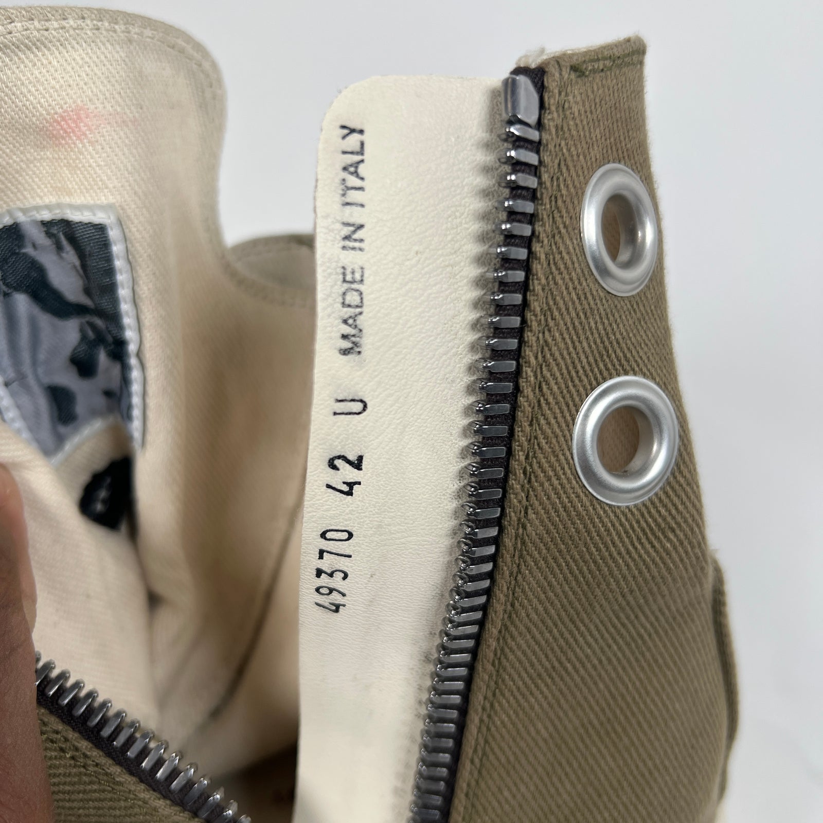 Rick Owens Drkshdw Olive High Top Ramones Size 42