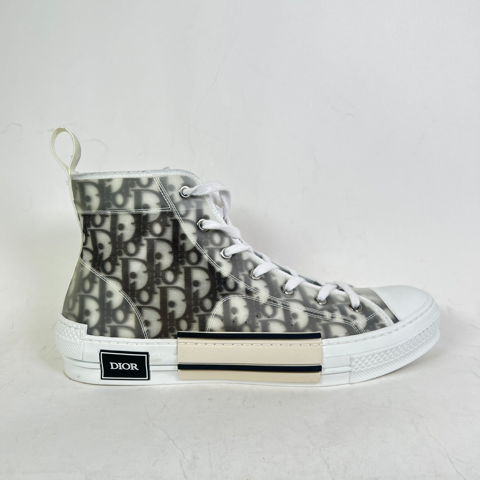 Dior B23 White/Black Oblique High-Top Sneaker Size 45