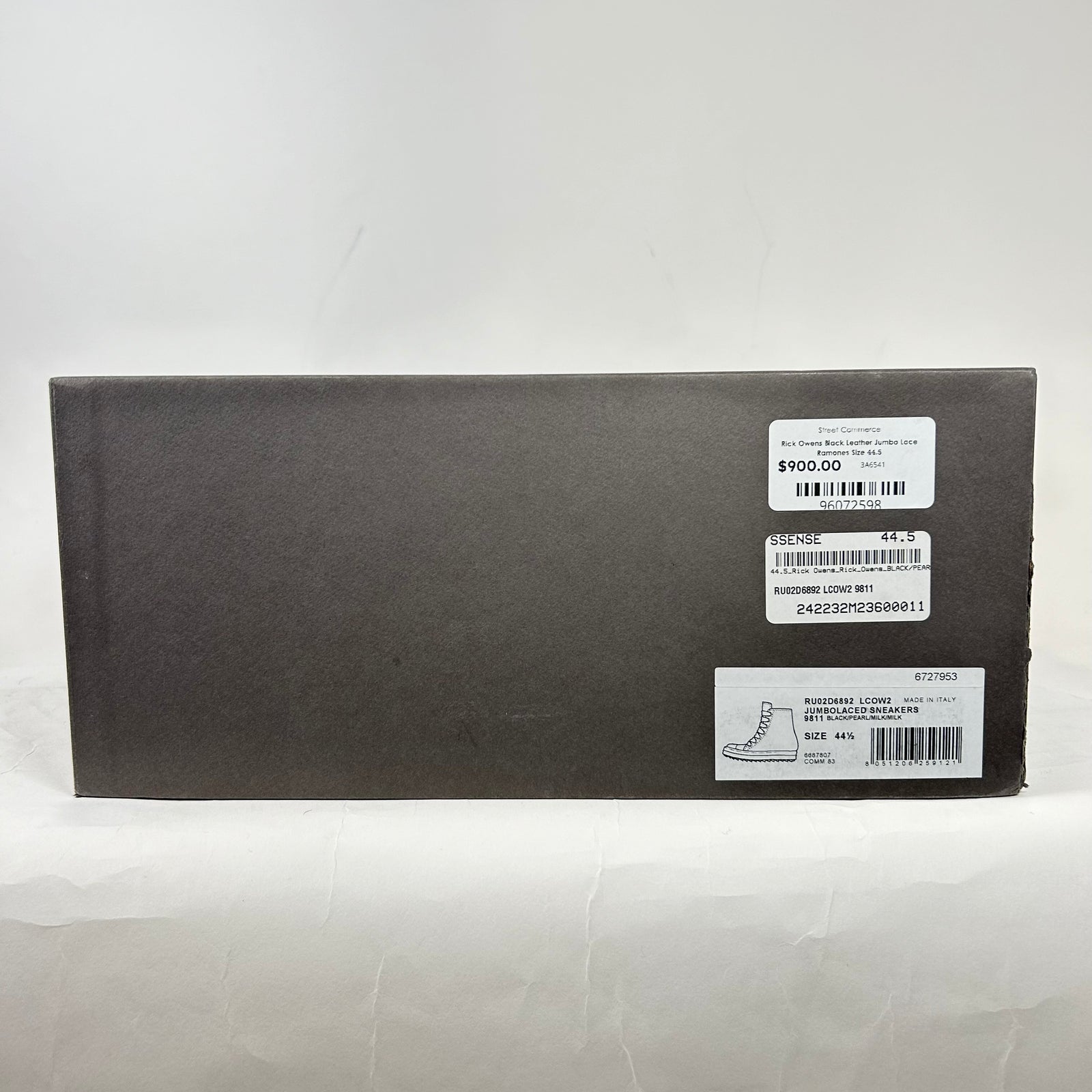 Rick Owens Black Leather Jumbo Lace Ramones Size 44.5