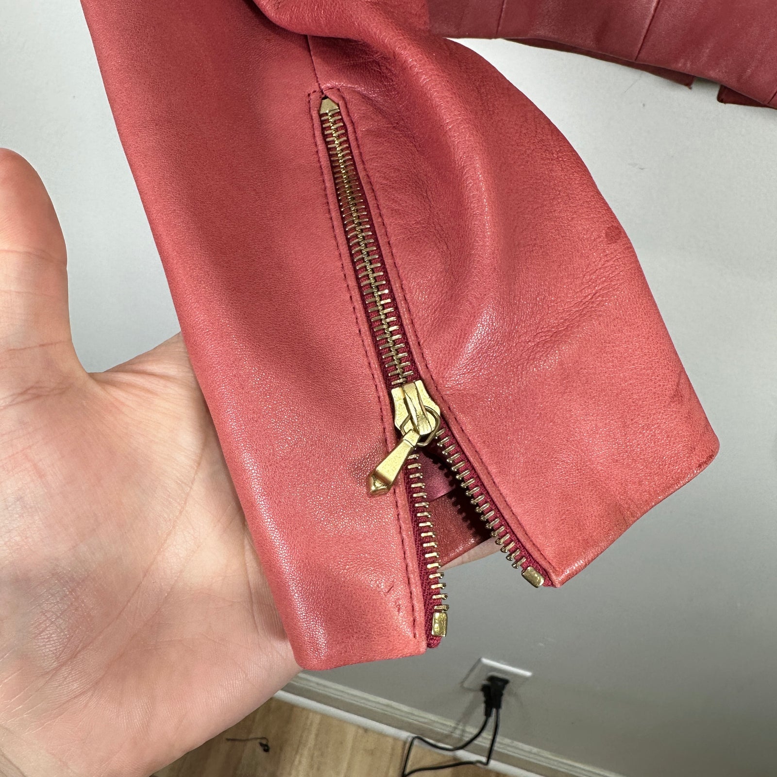 Christian Dior Pink Leather Biker Jacket Size 6