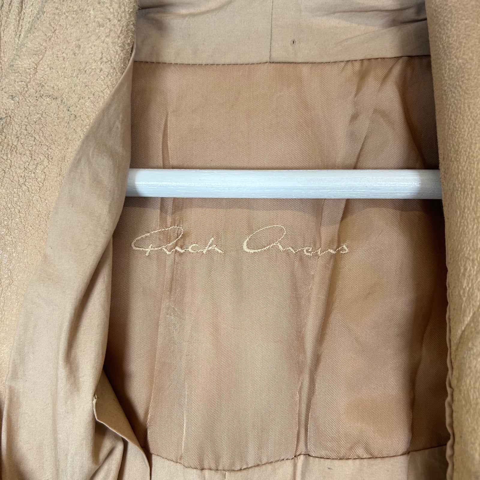 Rick Owens Beige Ecru Lambskin Biker Jacket Size 6