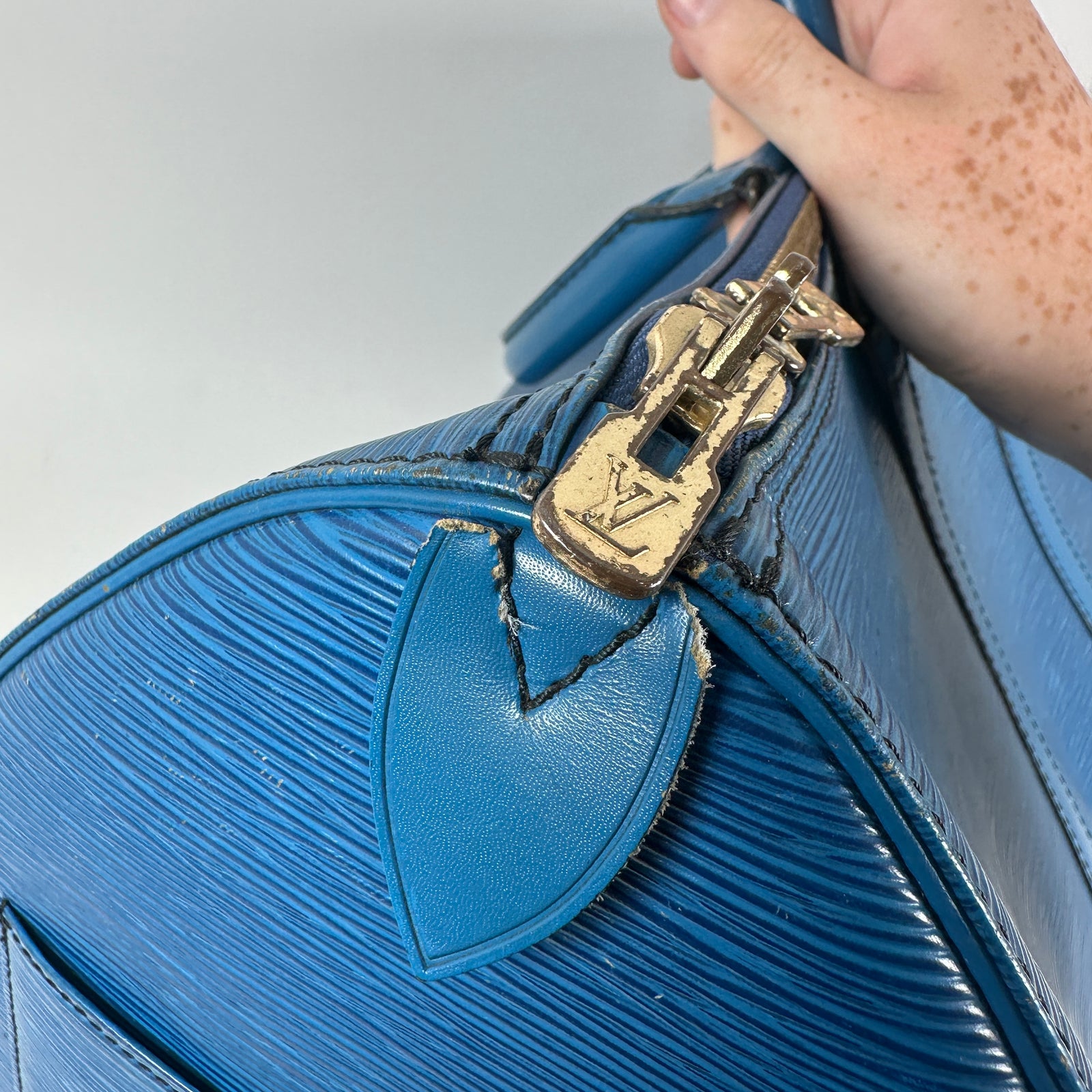 Louis Vuitton Blue Epi Leather Duffle Keepall Size 45