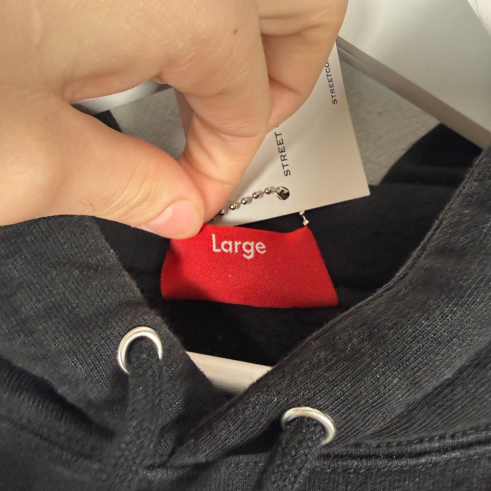 Supreme Black Grommet Spell-Out Logo Hoodie Size L
